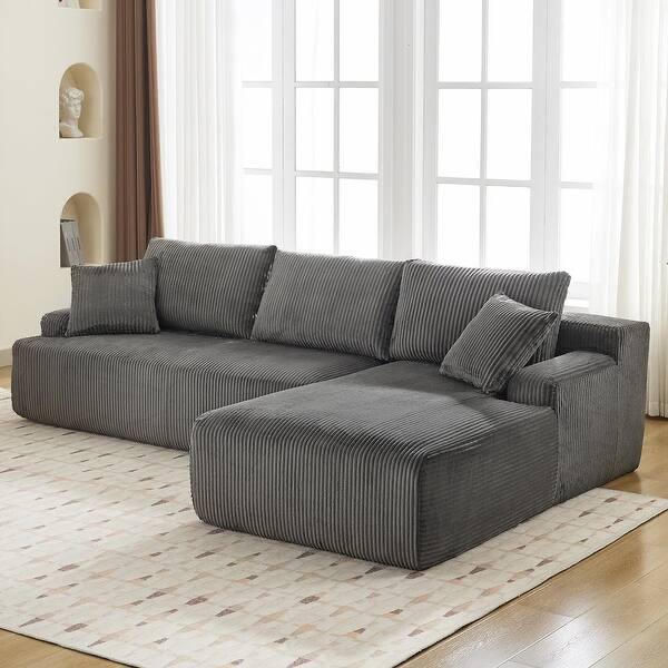 106" modular cloud sectional couch with l-shape chaise & deep seats, no assembly needed for living room - grey-right (right arm seat only) 