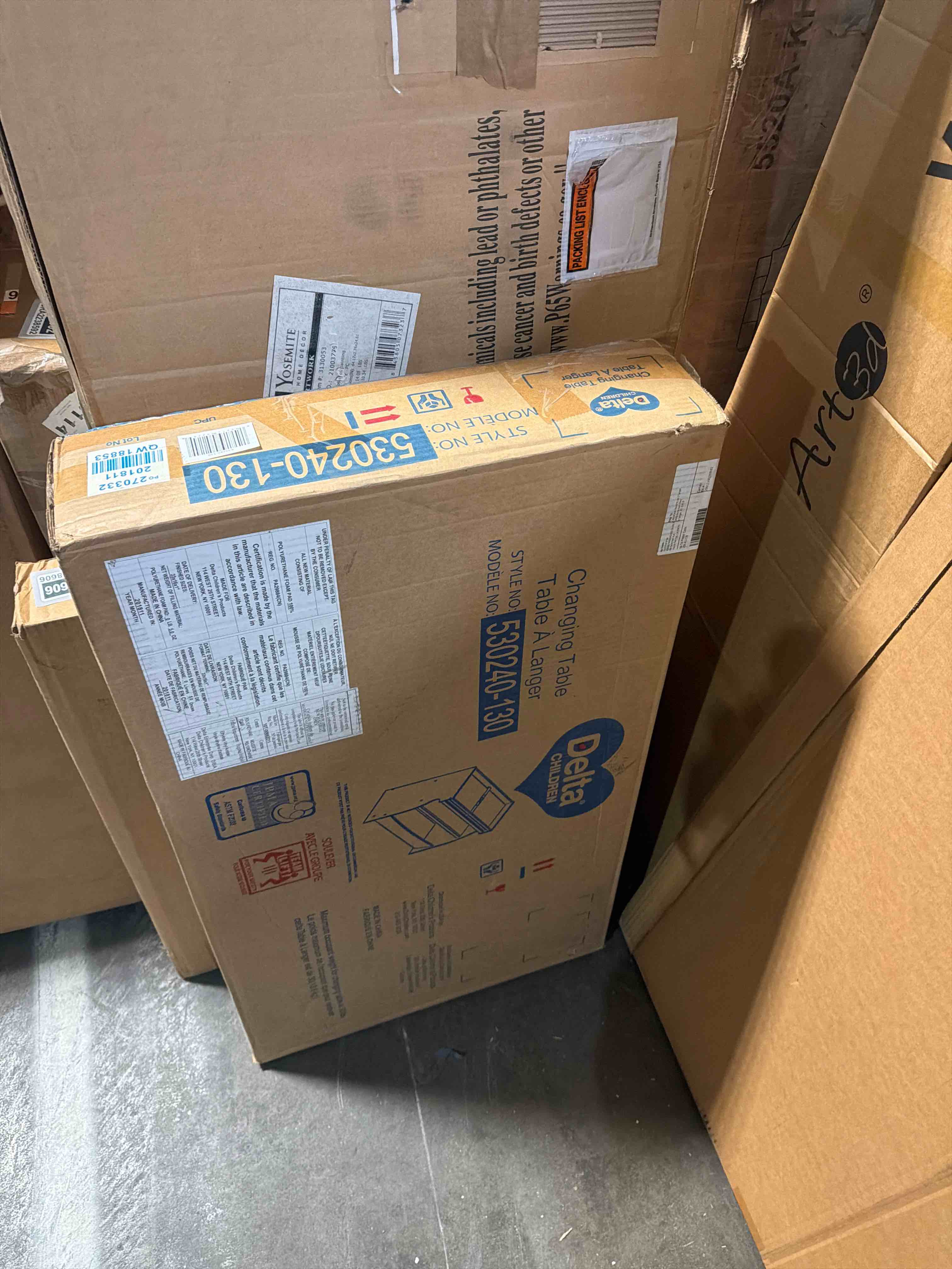 Condition photo showing New/Like New for delta children eclipse changing table with changing pad, white changing table white