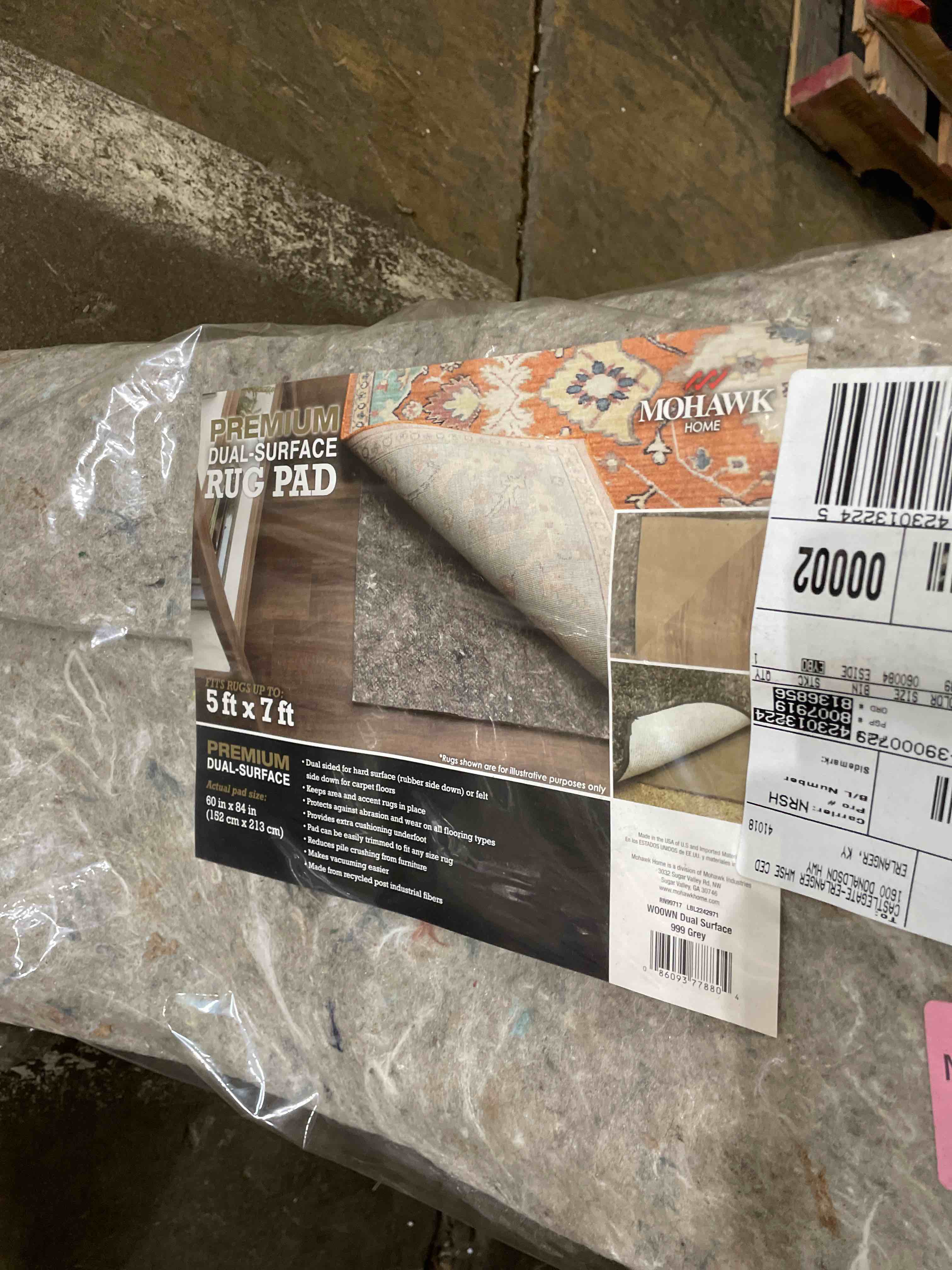 Condition photo showing New/Like New for mohawk home felt rug pad 5' x 7' - 1/4 inch thick cushion for area rugs, protective underlay for hardwood floors, comfort and insulation – felt only pad