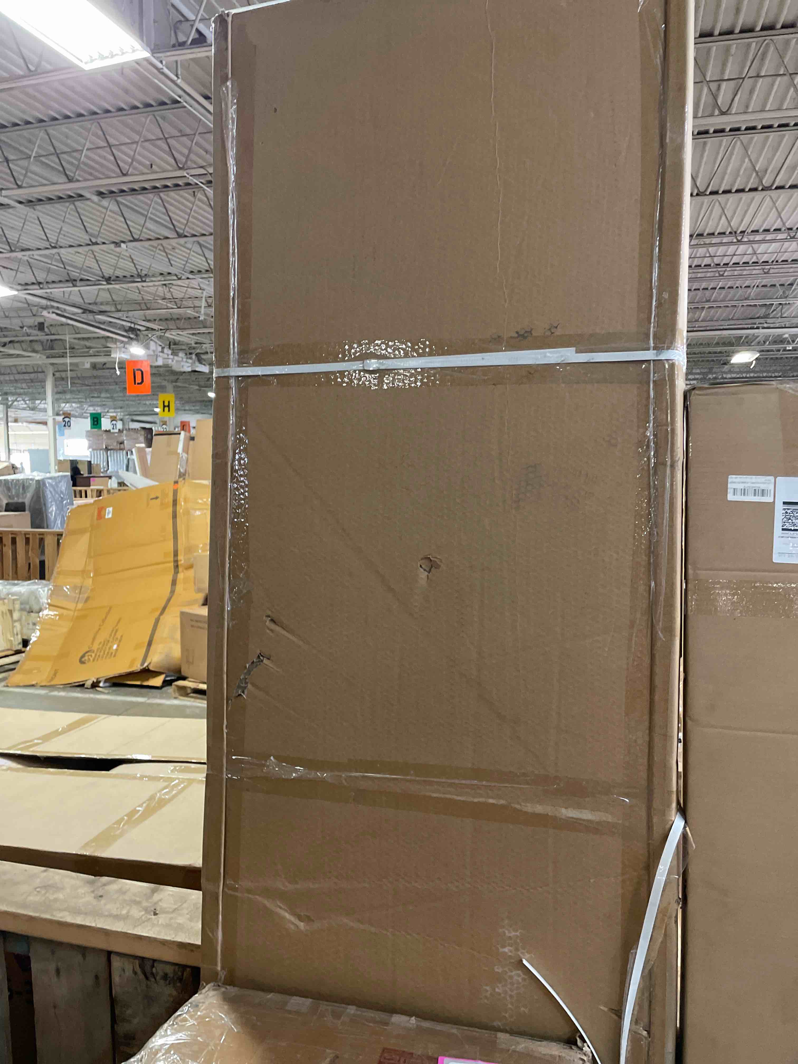 Condition photo showing As Is for jubest 30"x80" 1-panel shaker style white primed hollow core interior molded door slab, not pre-drilled and not included hardware, pre-assembled interior door for pantry, laundry, closet