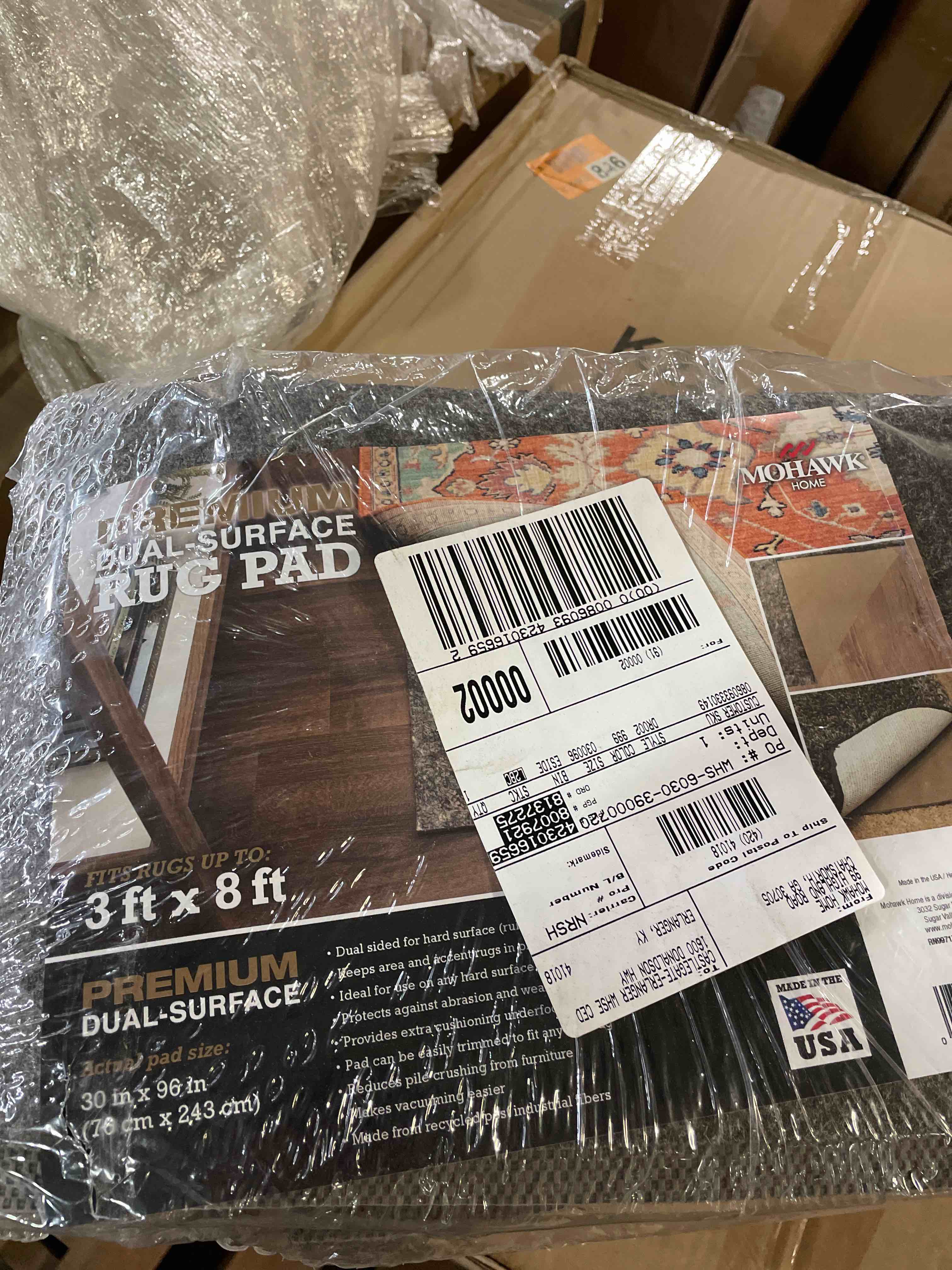 Condition photo showing New/Like New for mohawk home non slip rug pad 2' 6" x 8'- 1/4" thick felt + latex rubber gripper - dual surface cushion for hardwood, carpet, tile floors, made in usa