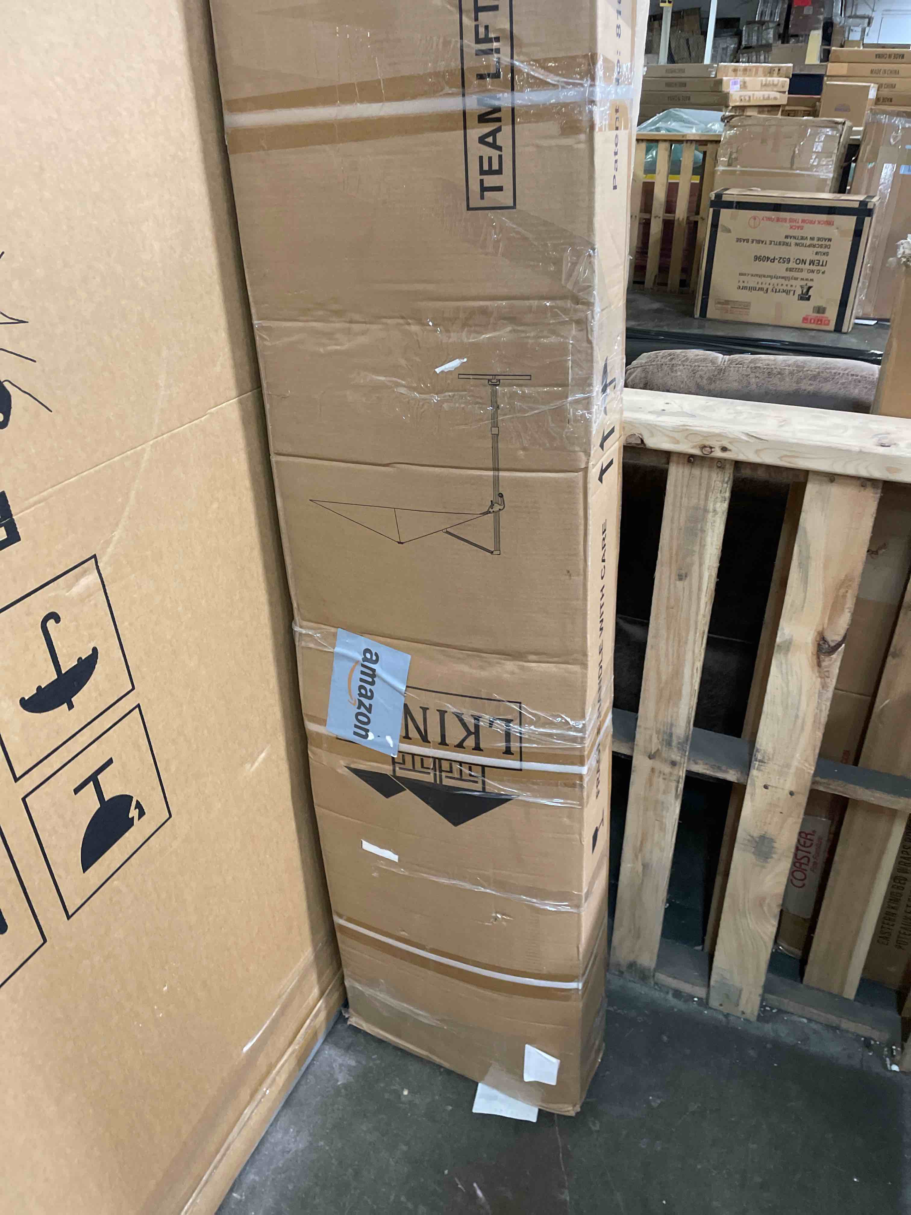 Condition photo showing Good Condition for sunnyglade 10x13ft cantilever patio umbrella rectangular deluxe offset 360°rotation & integrated tilting system hanging umbrella for market garden deck pool backyard patio (tan)