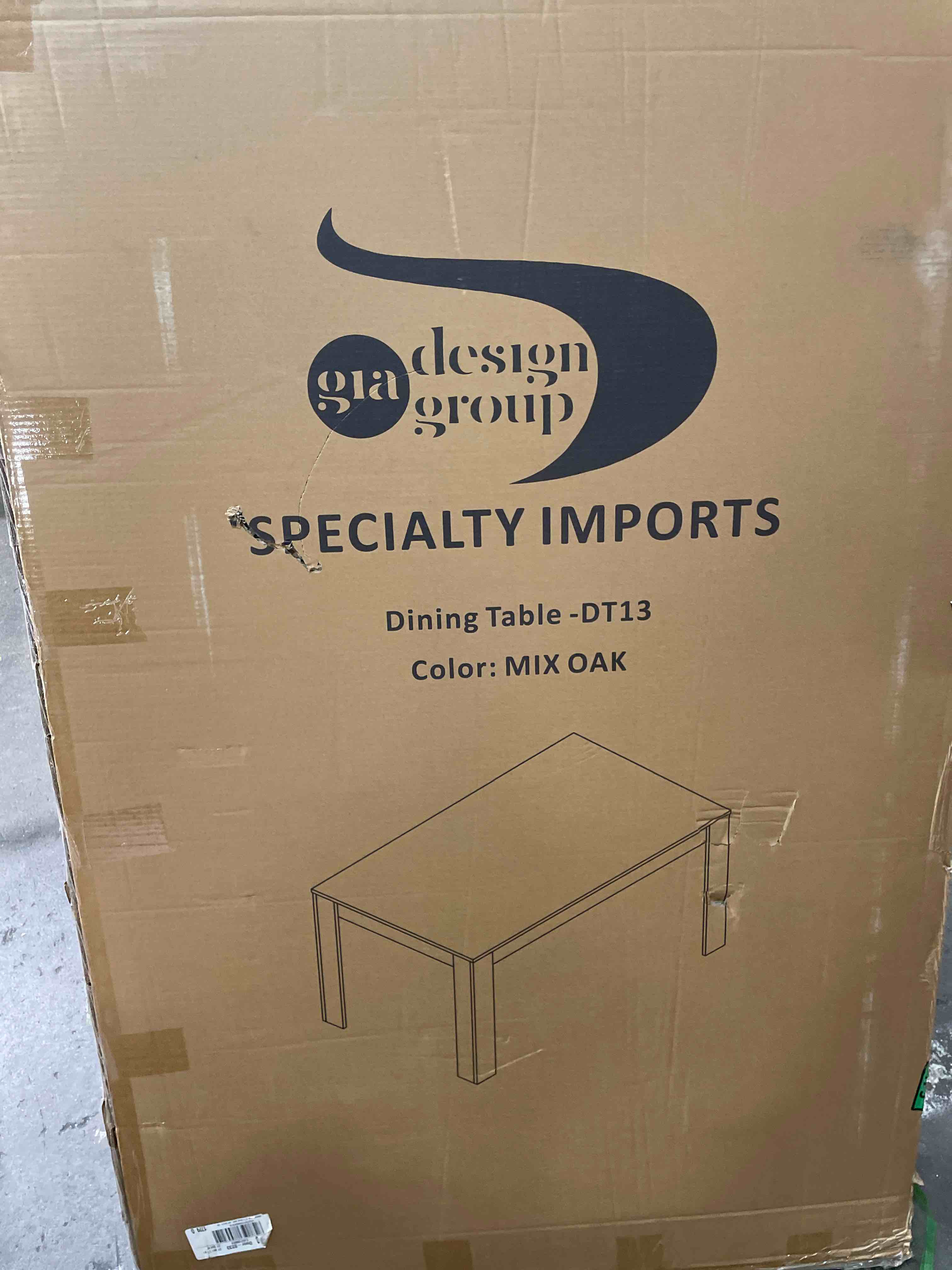 Condition photo showing New/Like New for gia home furniture series rectangular 59' x 35" dining table, mixed oak finish