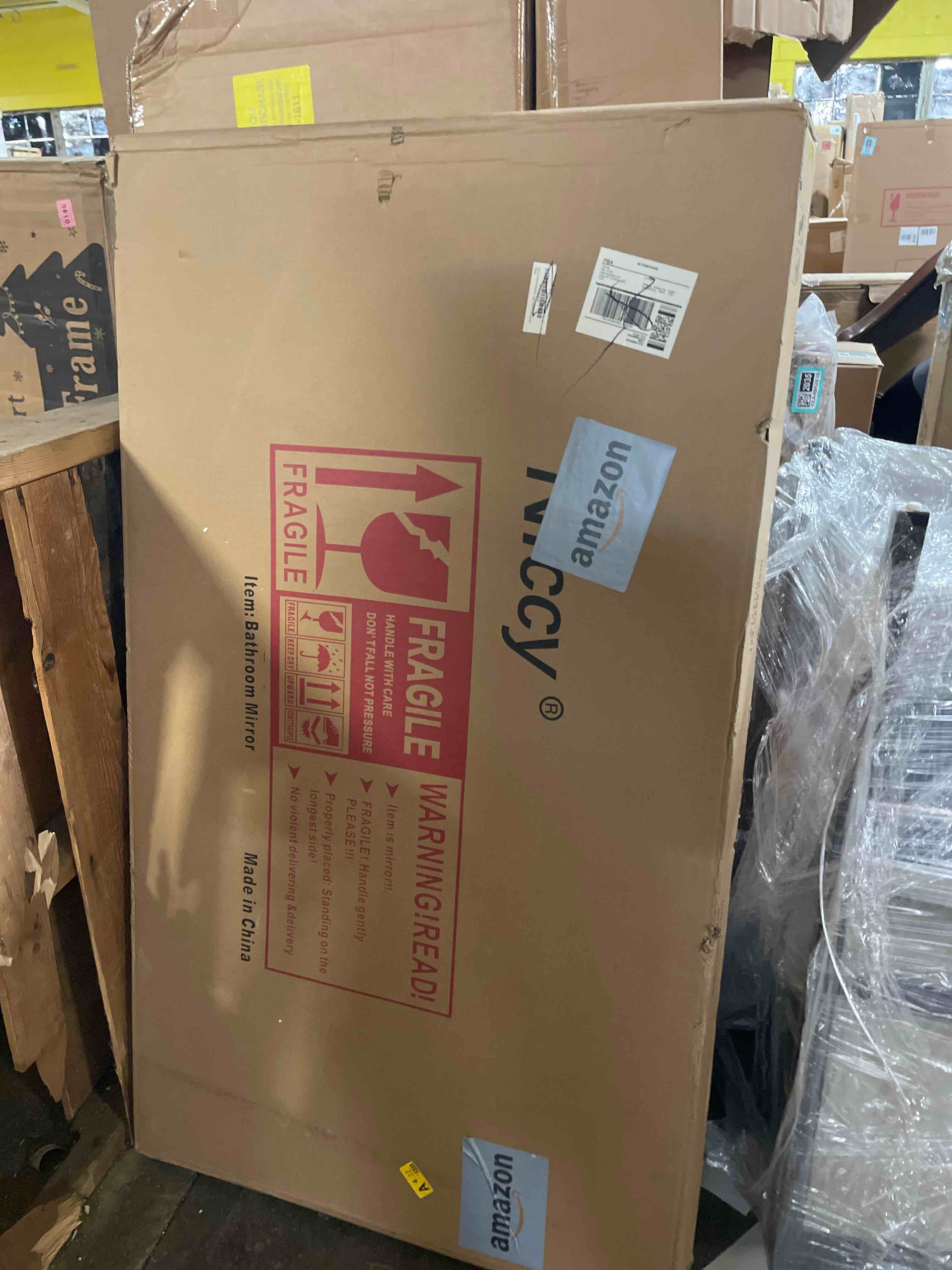 Condition photo showing New/Like New for niccy arched led bathroom mirror, 51x27 inch arch frameless backlit mirrors for wall arched lighted vanity mirrors defogger and 3 color, explosion-proof, hd glass and ip65 waterproof 51"l x 27"w