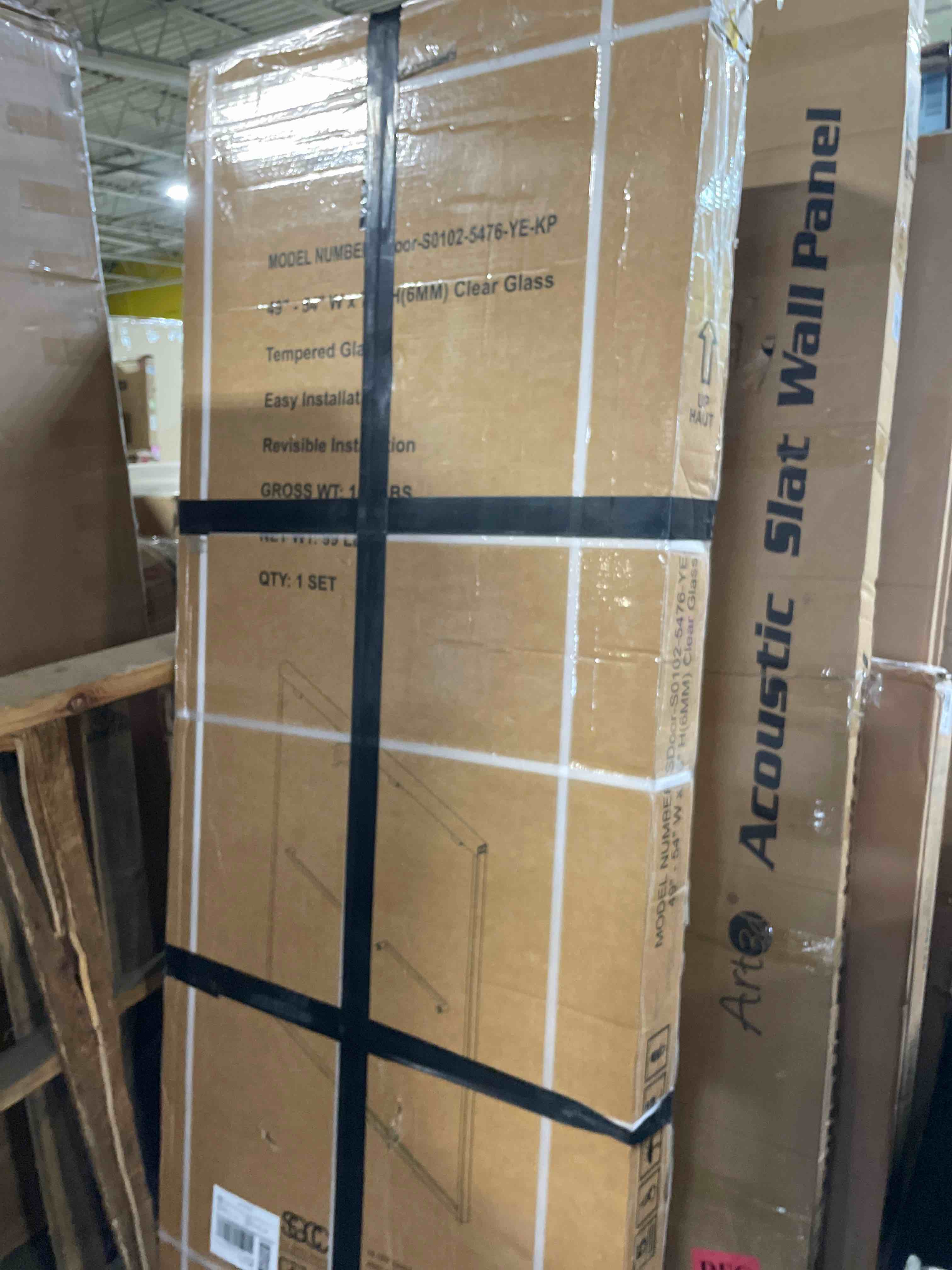 Condition photo showing Good Condition for kpuy glass shower door, 49-54" w x 76" h semi-frameless double sliding shower door, 1/4" (6mm) thick tempered clear glass with explosion-proof film nano coating, brushed gold