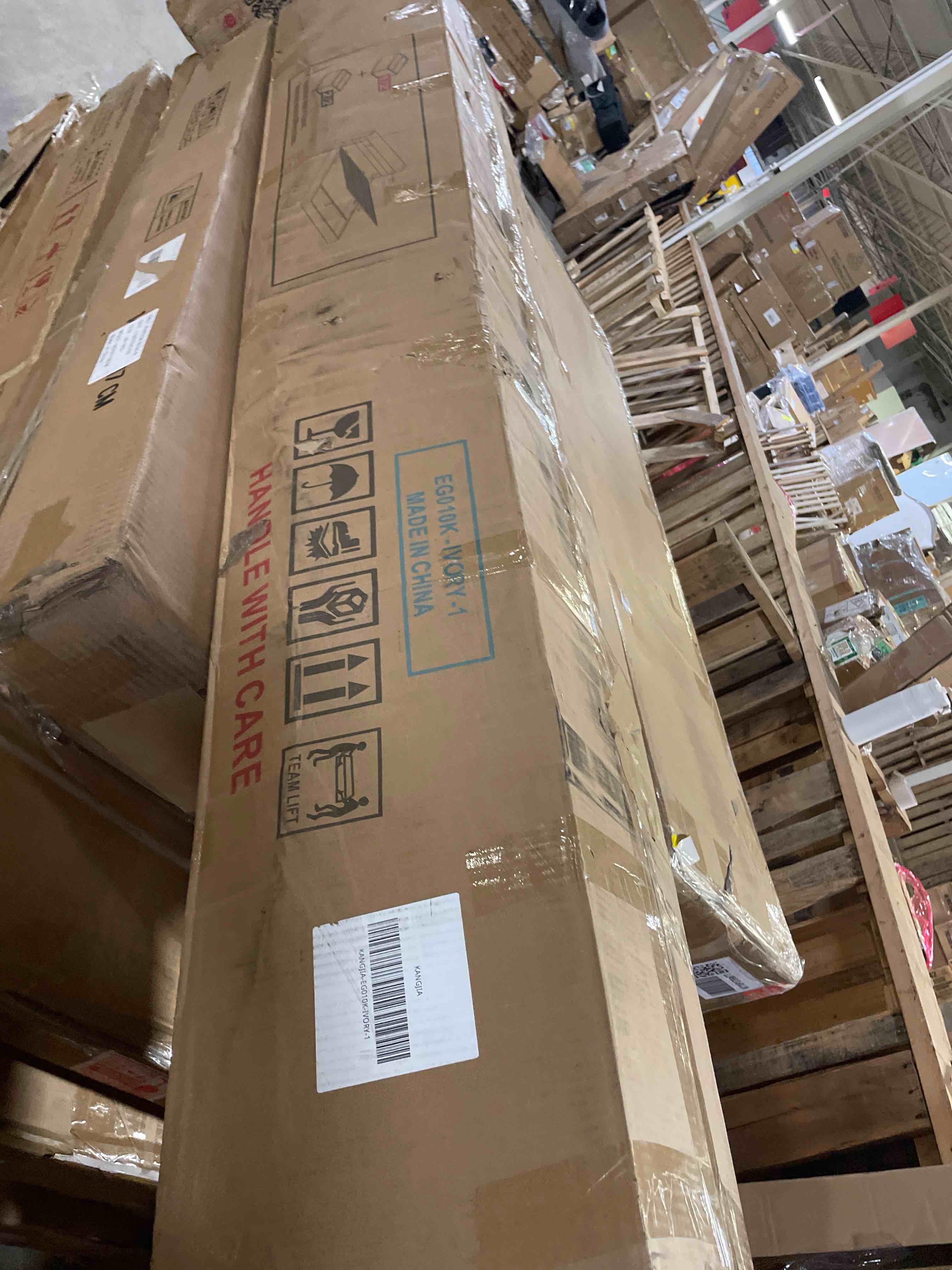 Condition photo showing As Is for (only box1/2 incomplete))harper & bright designs queen size lift up storage bed with hydraulic support, upholstered platform bed with hydraulic system and wood slats support for teens adults, no box spring needed, beige