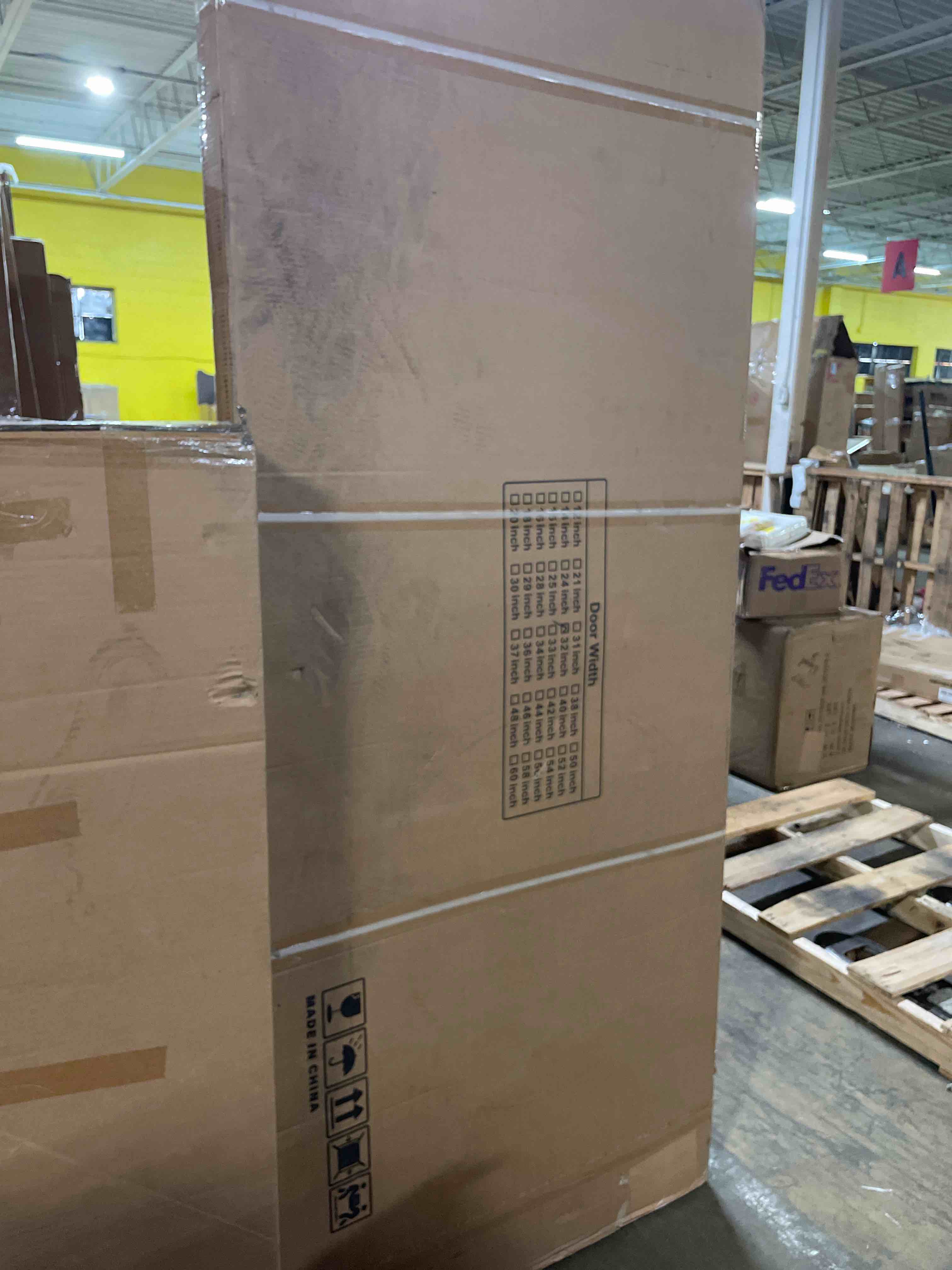 Condition photo showing Good Condition for primed 2-paneled sliding pocket door white standard door with har