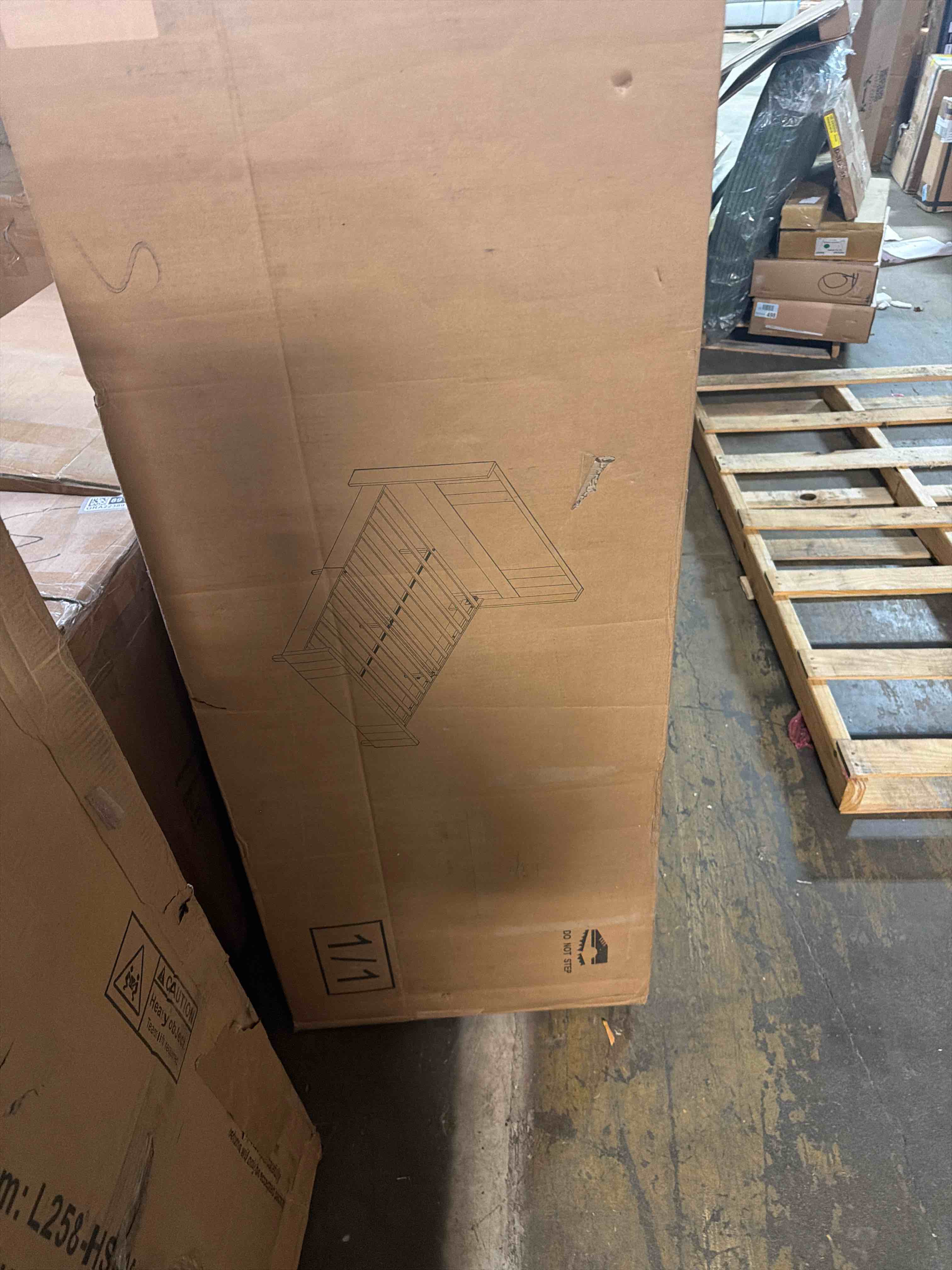 Condition photo showing Good Condition for sha cerlin queen size lift up storage bed / modern wingback headboard / upholstered platform bed frame / hydraulic storage / no box spring needed / wood slats support / light beige