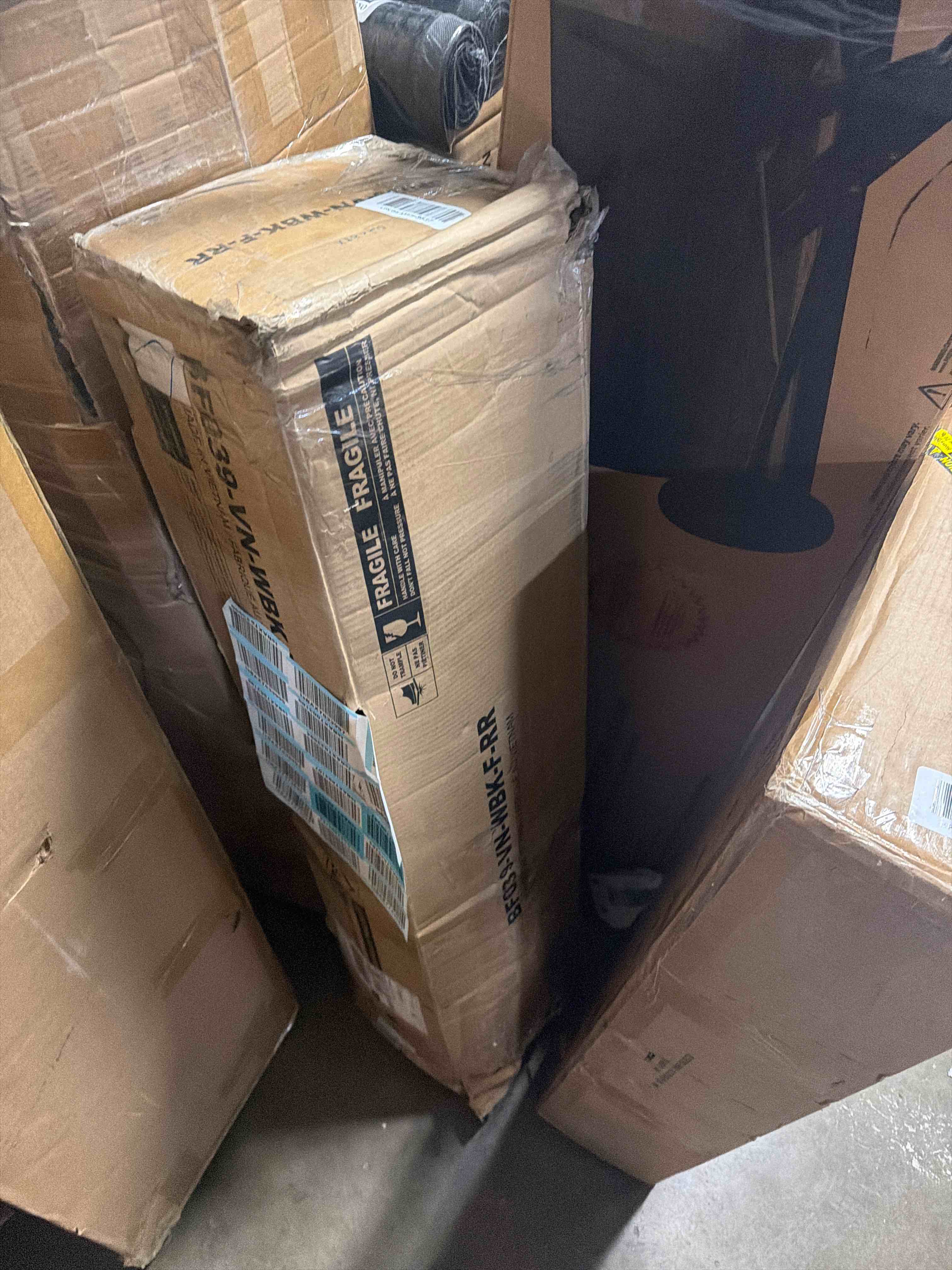 Condition photo showing As Is for rolanstar bed frame queen size with charging station and led lights, upholstered storage headboard with drawers, heavy duty metal slats, no box spring needed, noise free, easy assembly, dark grey dark grey queen