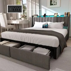 Wrought Studio Oneita Upholstered LED Bed Frame