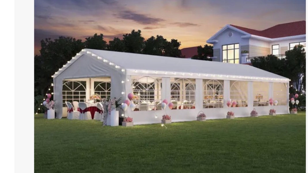 part of Metal Party Tent Canopy, Heavy Duty Outdoor Wedding Gazebo with 4 Sand Bags (Box 1 of 4)