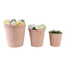 Handcrafted Pottery Clay Planter Set Of 3 - Modern Decorative Versatile Design