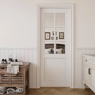 6-Lite Clear Glass Pocket Door Solid Core Pantry Sliding Closet Door Sliding Pocket Door With Hardware Kit