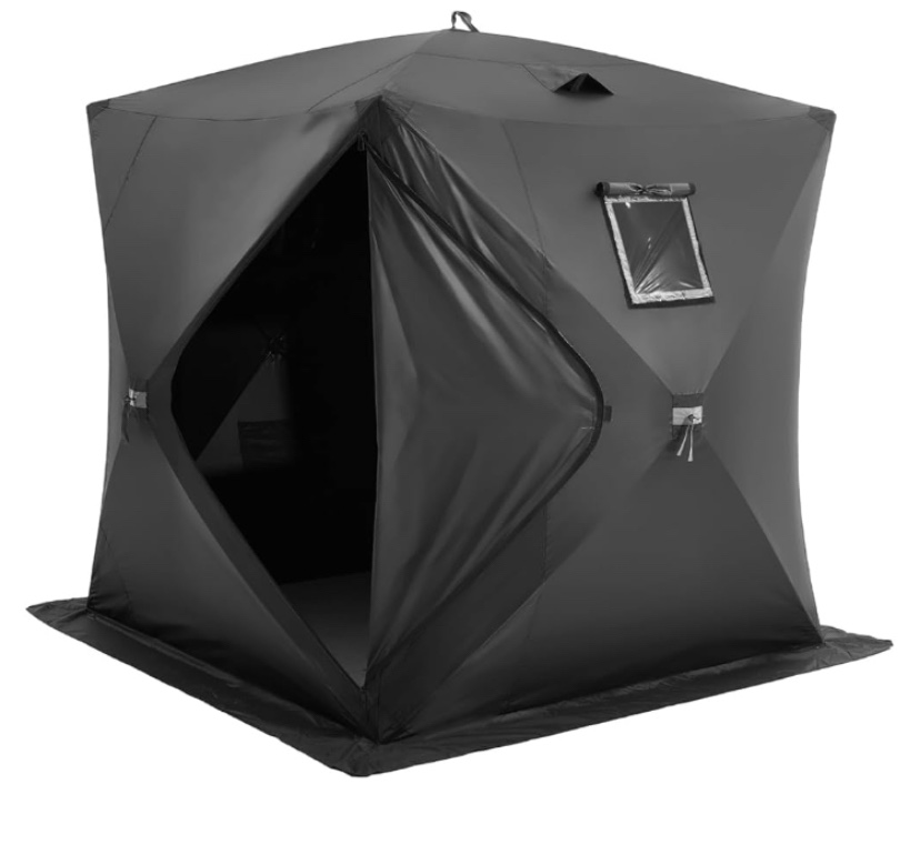 VEVOR Portable Pop-Up Ice Fishing Tent, 1-2 Person Ice Shelter, 24 sq ft Fishing Area, Hub-Style Ice