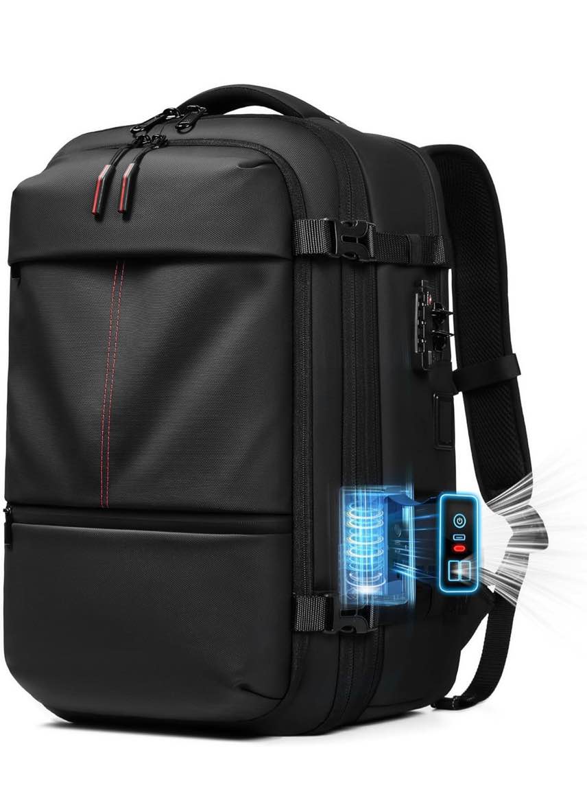 Vacuum Seal Backpack Travel with Built-in Pump 80L Expandable Travel Backpack with Vacuum System, TSA Lock Water Resistant Carry-On Backpack