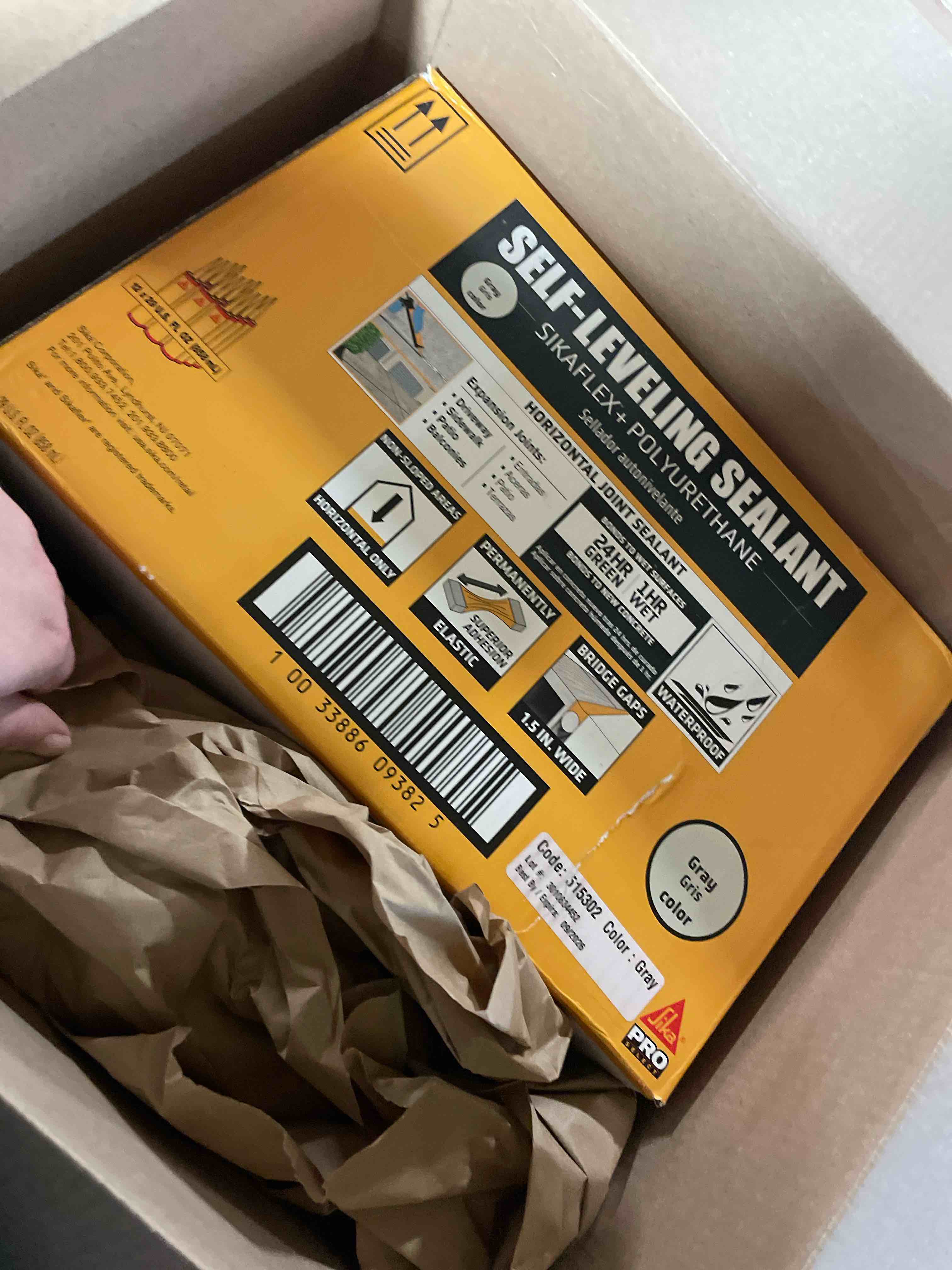 Condition photo showing New/Like New for Sikaflex 1C SL 29 oz Limestone - Sikaflex Self Leveling Concrete Sealant. Polyurethane, Concrete Crack Filler. Case of 12 with AWF PRO Gloves. Applicator Gun Not Included