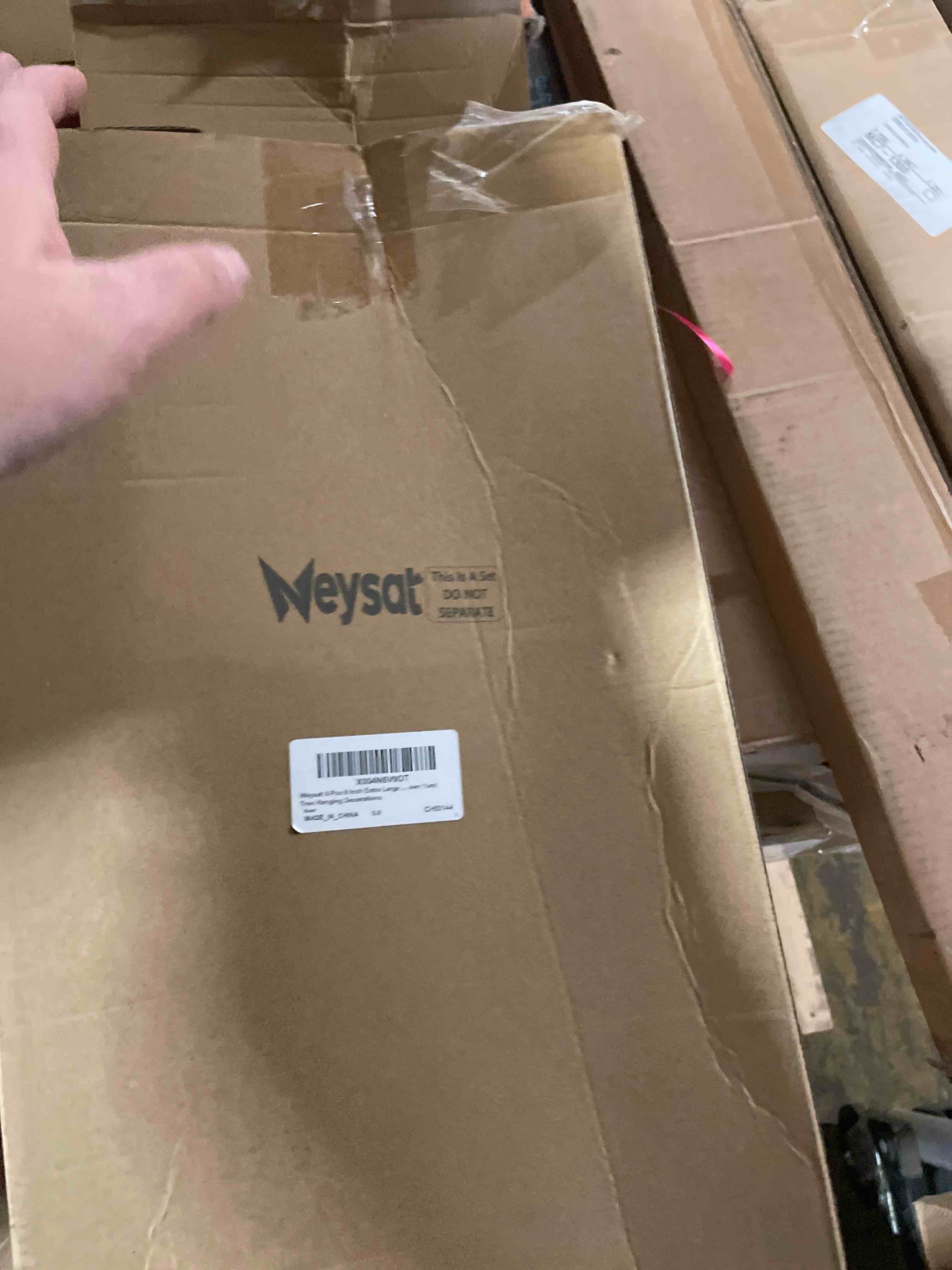 Condition photo showing New/Like New for Weysat 4 Pcs 8 Inch Extra Large Fillable Christmas Ball Ornaments Giant Matte Red Plastic Christmas Tree Ornaments Balls with Hanging Ribbons for Outside Lawn Yard Tree Decorations