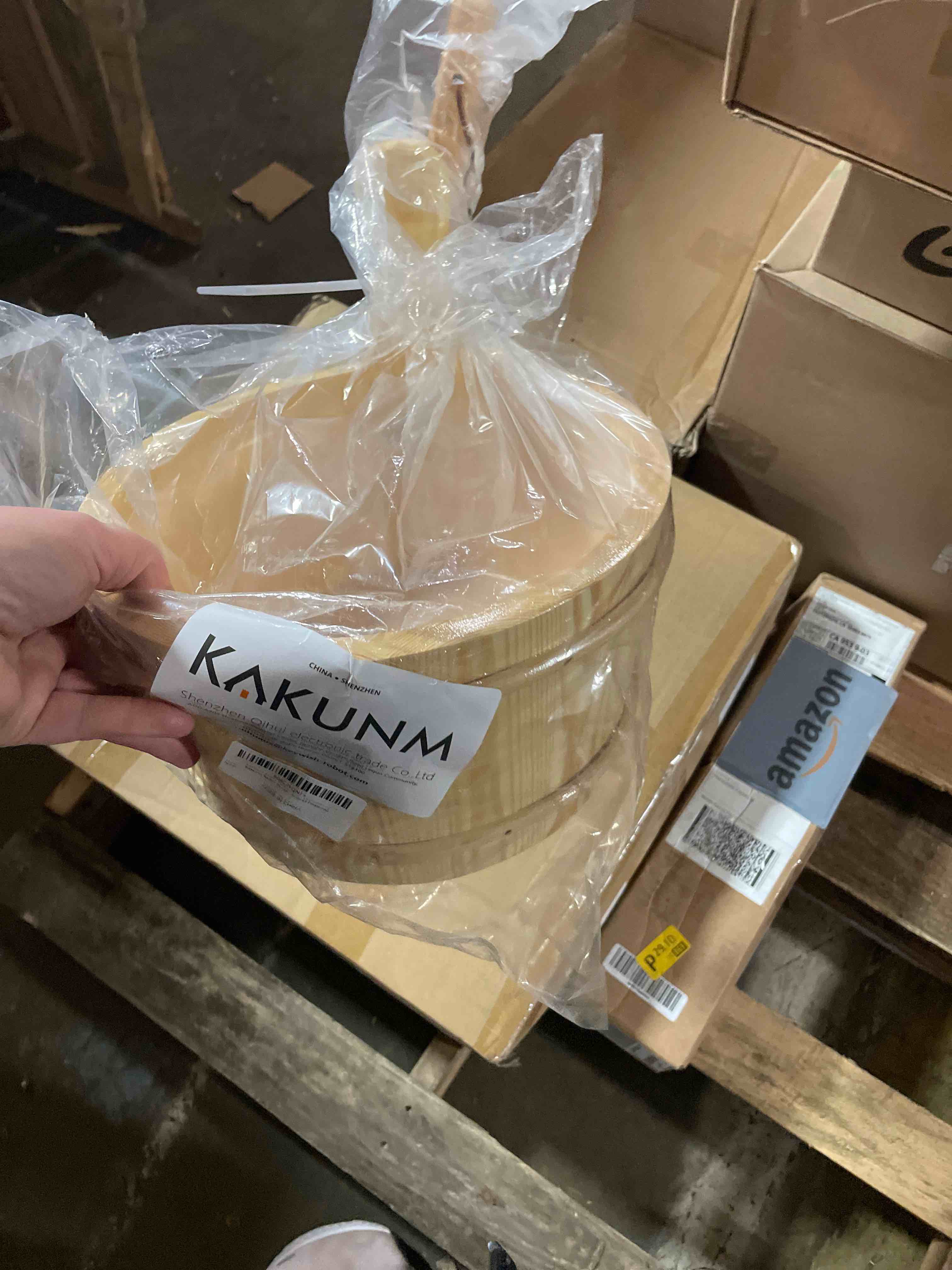 Condition photo showing New/Like New for Sauna Bucket and Ladle, Wooden Sauna Bucket Sauna Accessories for Men Women, Sauna Wood Bucket Set Cedar Made of Premium Finland Pinewood 4L