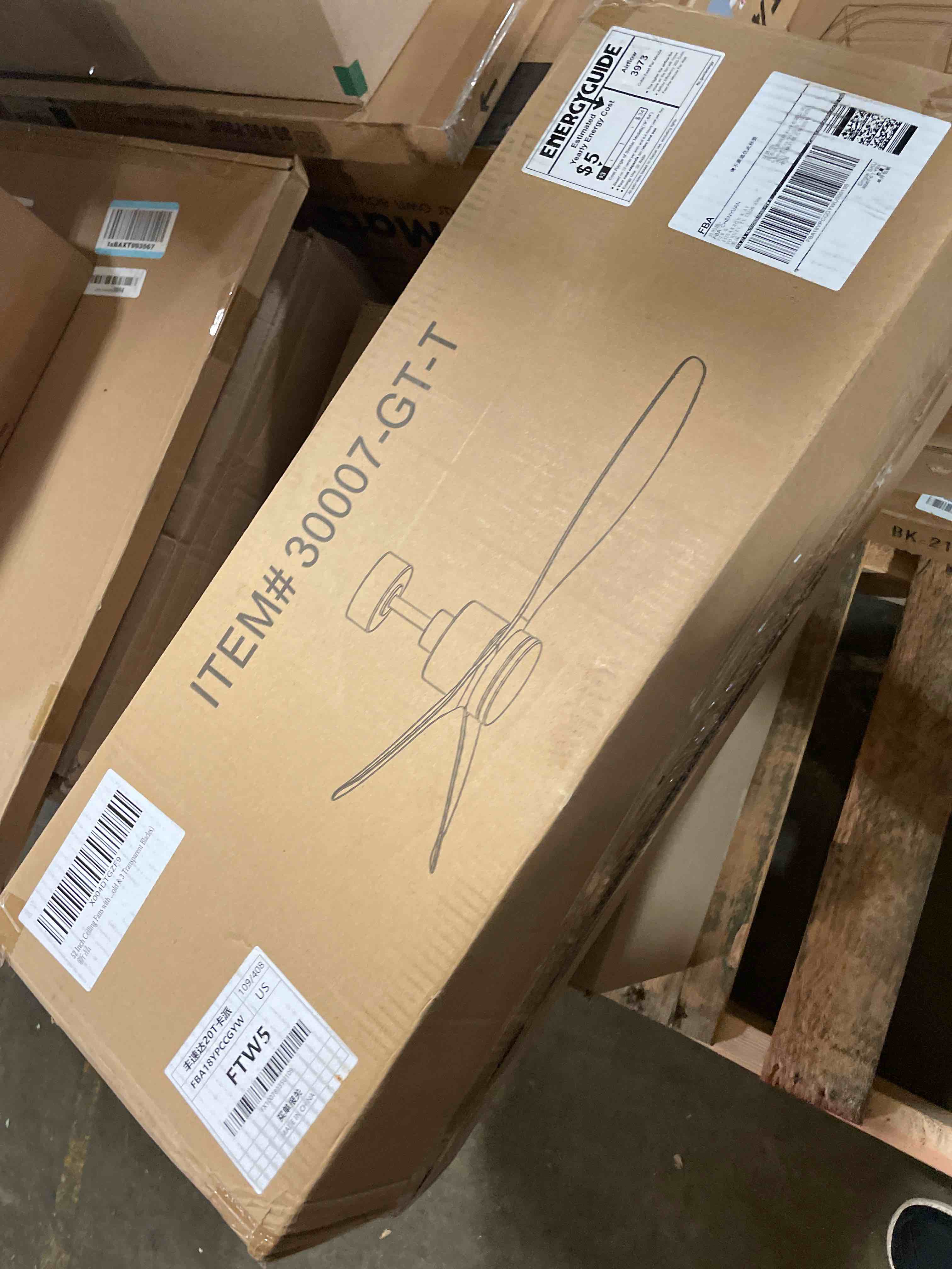 Condition photo showing New/Like New for 52 Inch Ceiling Fans with LED Light Remote Control, Modern Ceiling Fan with Reversible DC Motor, 3 Blades and 3 Color Temperature, LED Light Chandelier for Bedroom (Gold & 3 Transparent Blades)