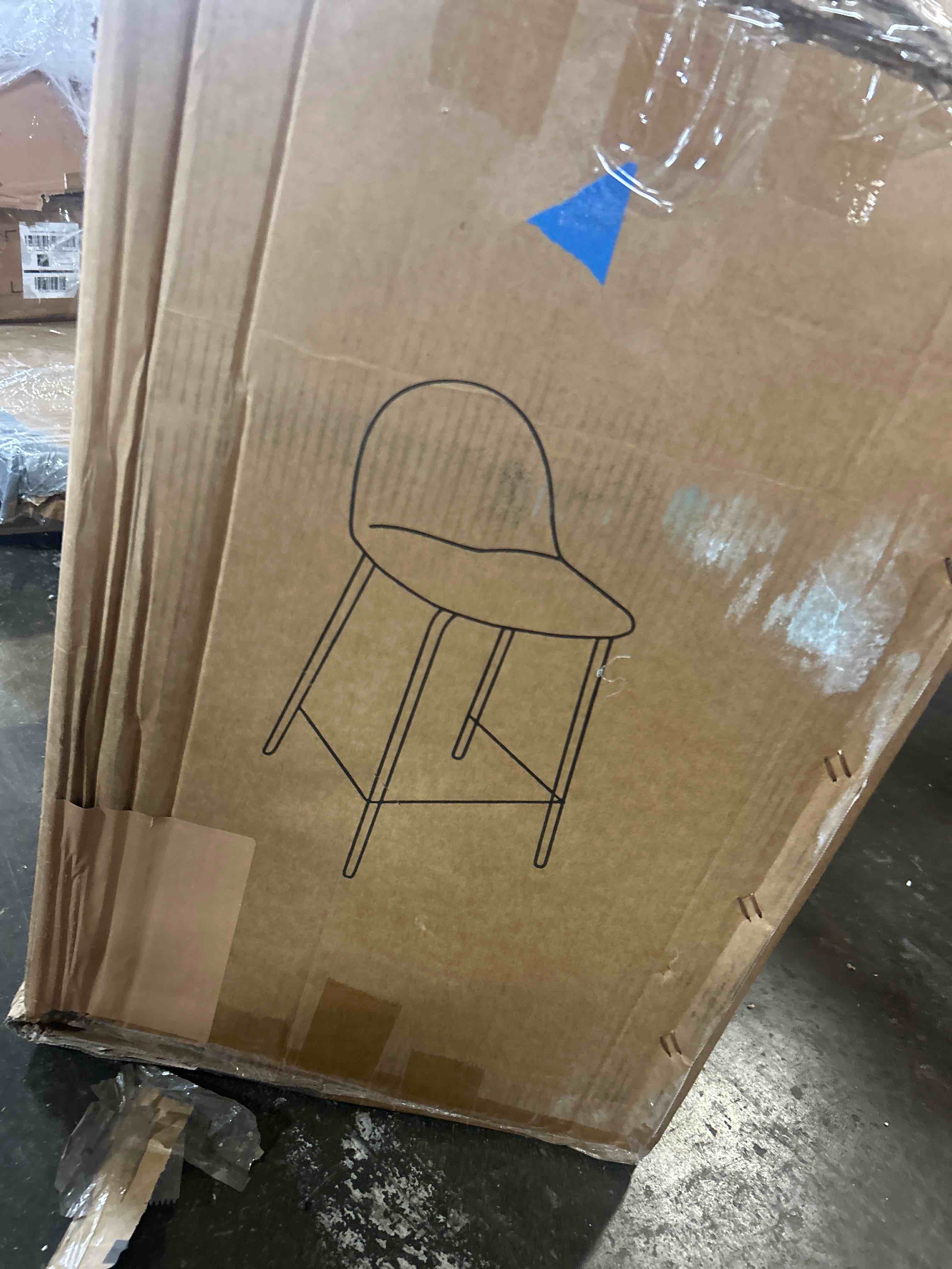 Condition photo showing As Is for NIOIIKIT 26" Bar Stools Set of 2, PU Leather Upholstered Barstool with Ergonomic Backrest, Armless Swivel Bar Chair with Metal Legs, Counter Height Barstools with Footrest for Kitchen (Black)(1 chair only )