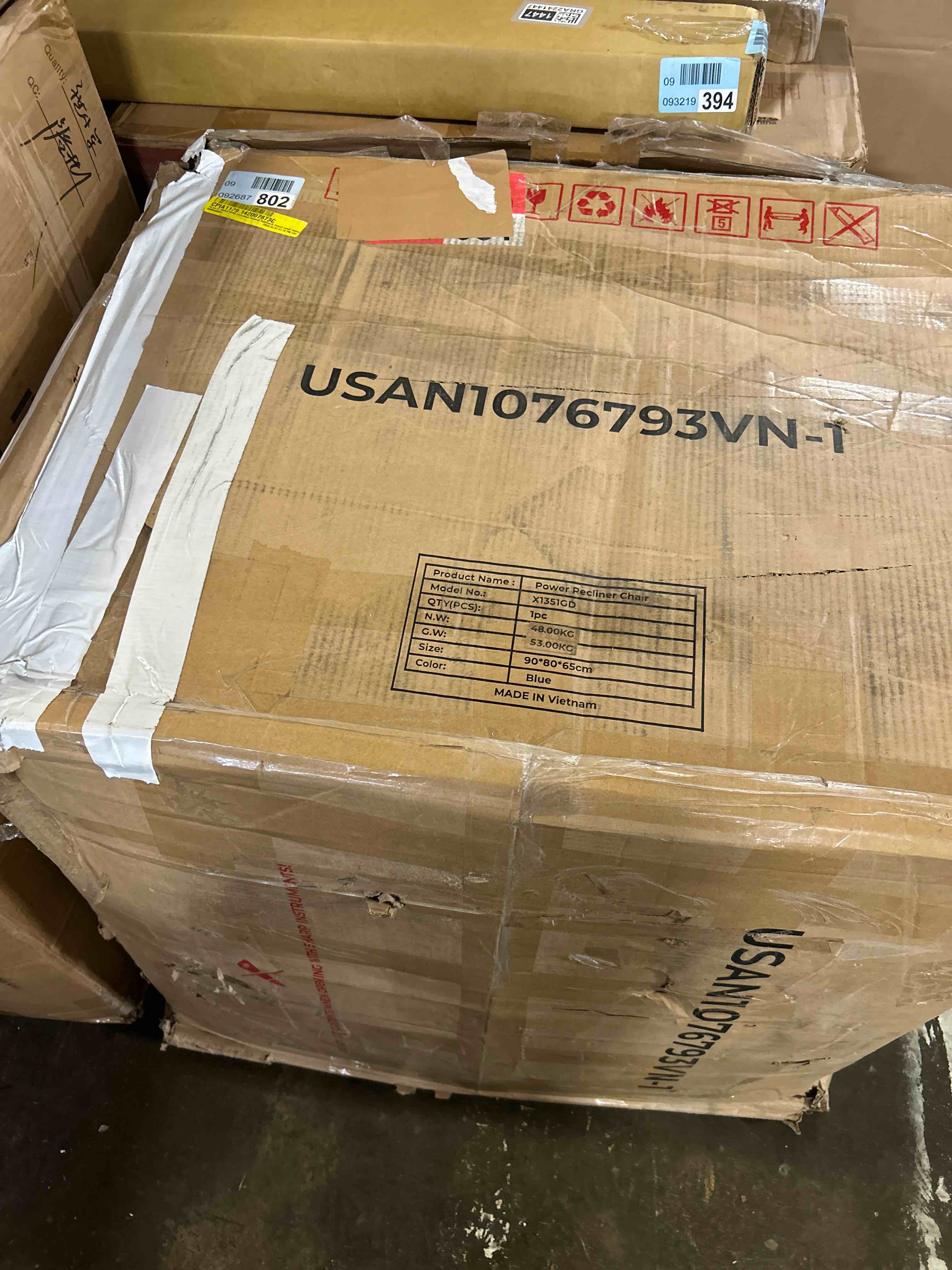 Condition photo showing As Is for 34.84"Å WideÅ SoftÅ ChenilleÅ PowerÅ ReclinerÅ Chair withÅ Swivel(Incomplete 1 box only)