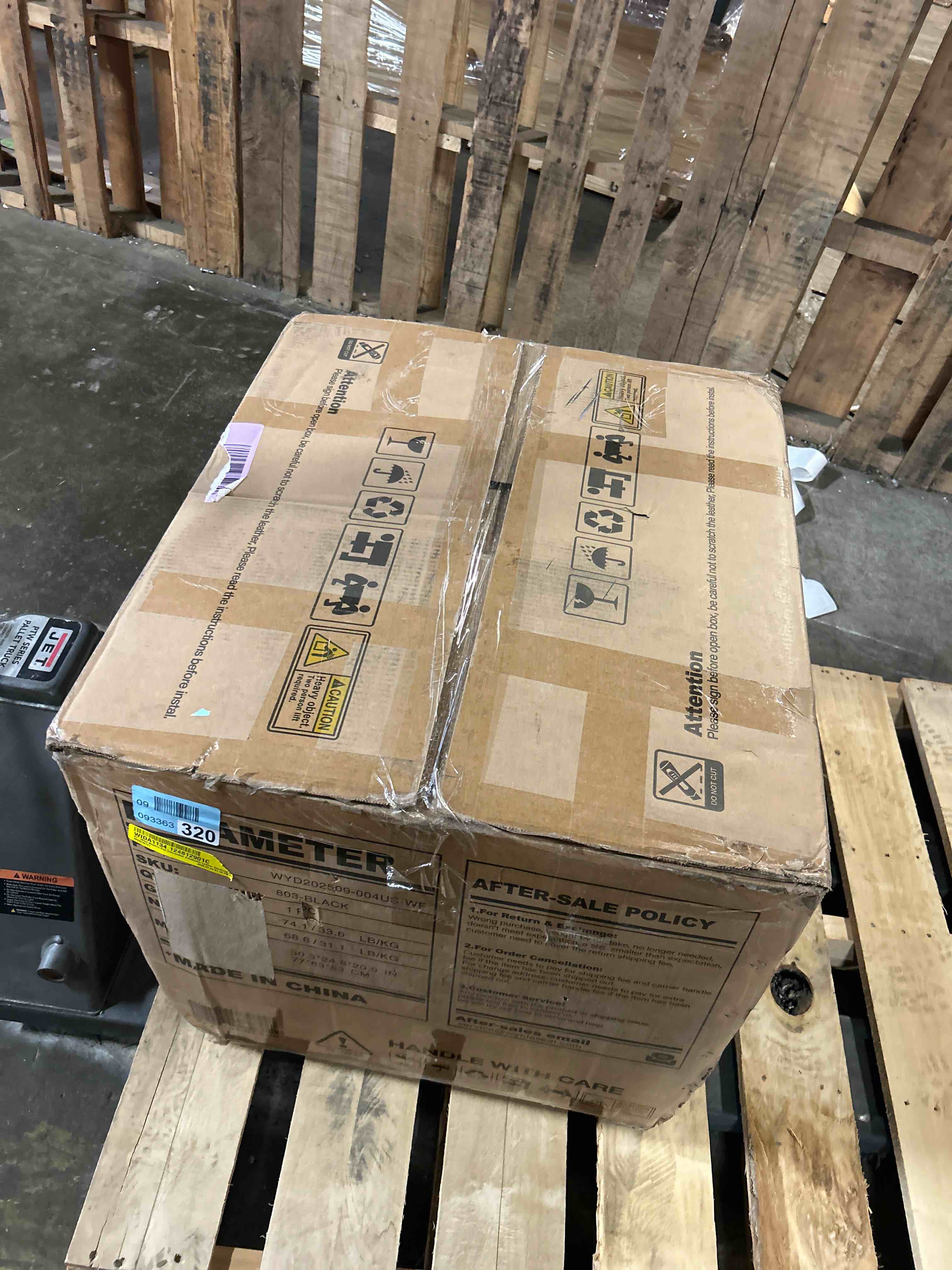 Condition photo showing As Is for 37" Wide Modern Breathable Leather Power Recliner with Storage Armrest and Blue LED Lights