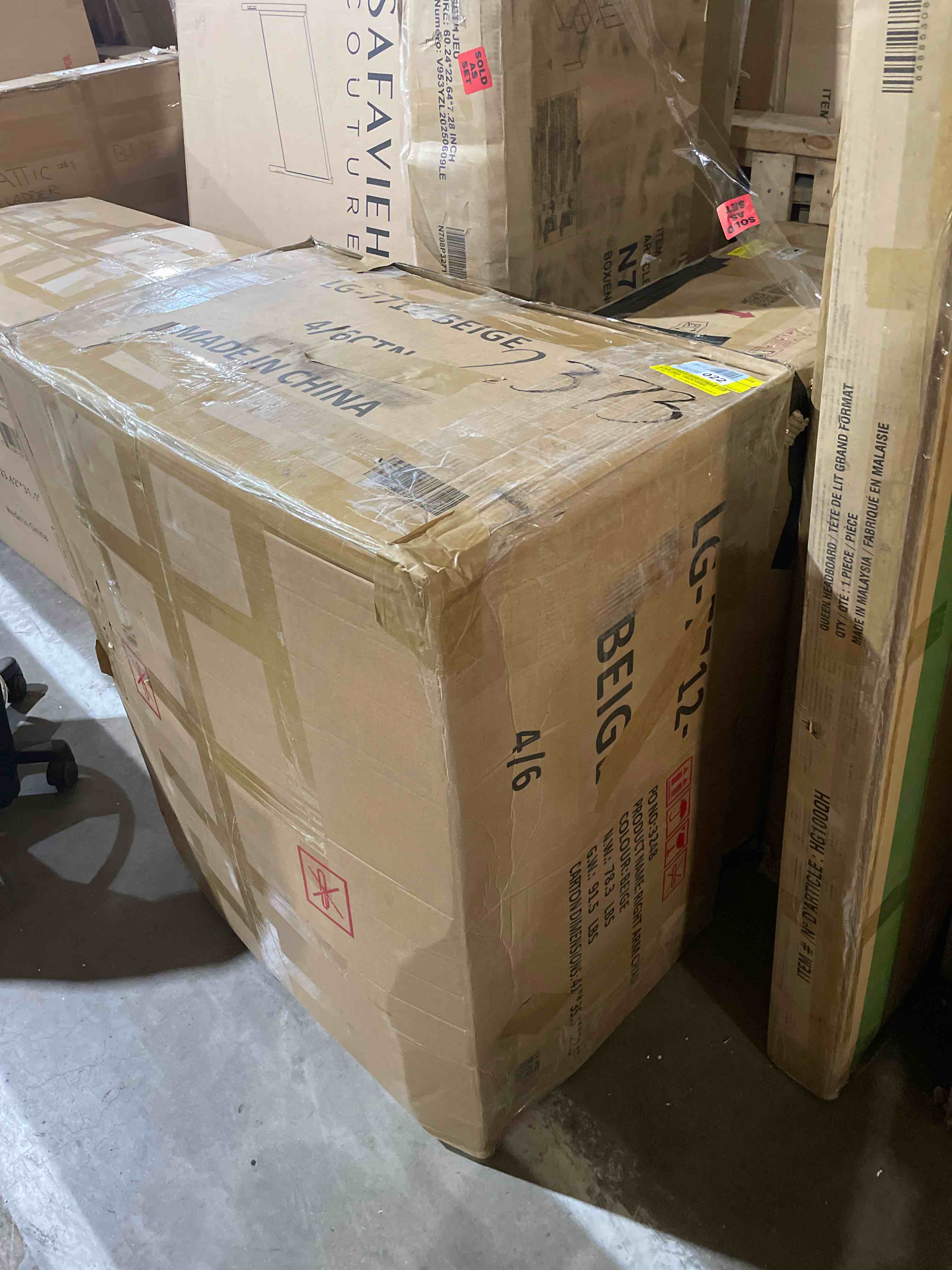 Condition photo showing As Is for 6 - Piece Chenille Sectional (only box 4 of 6) (incomplete )