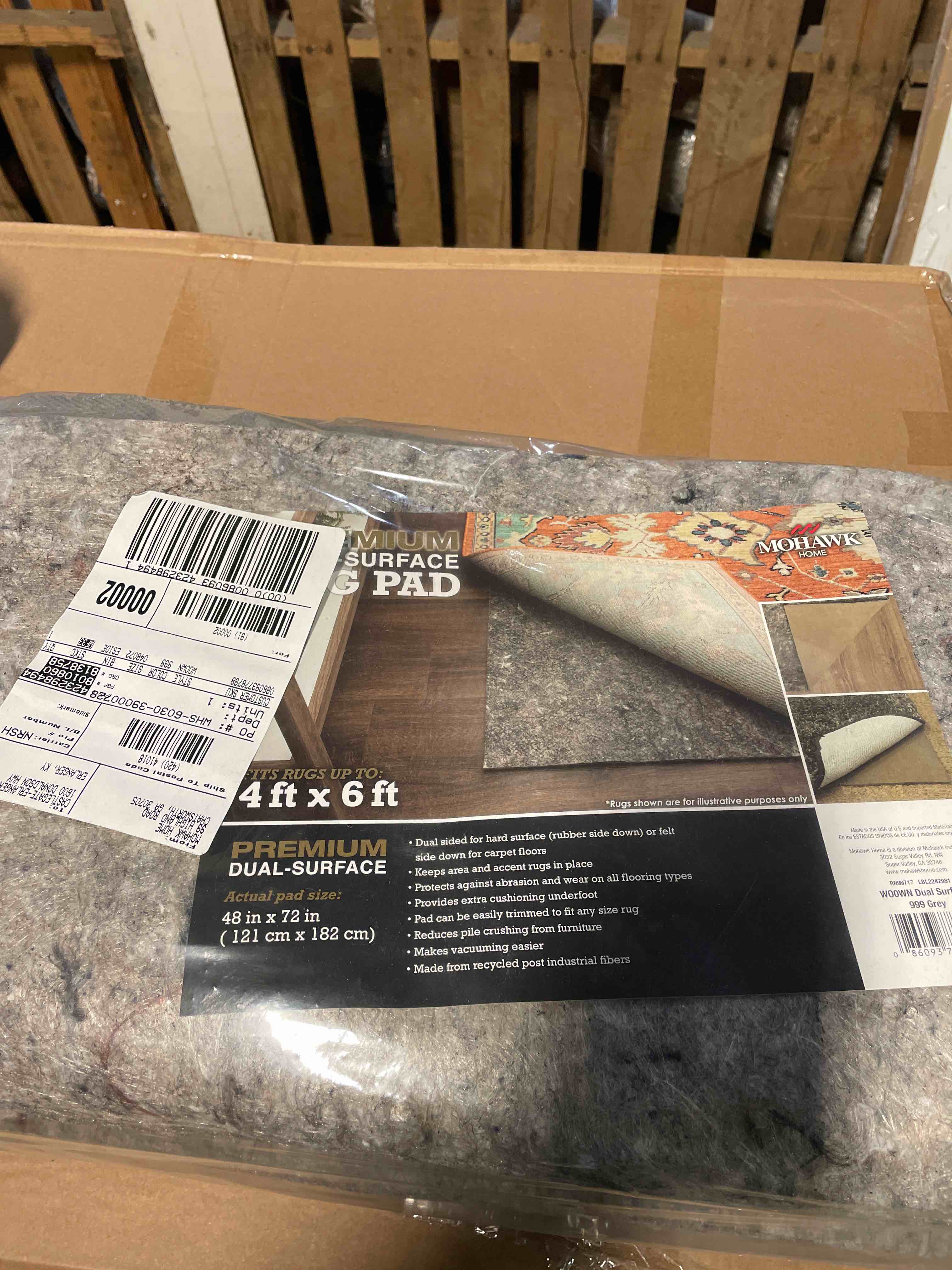 Condition photo showing New/Like New for Mohawk Home 4' x 6' Premium Luxury Non Slip Rug Pad 1/4 Thick Dual Surface Felt + Rubber Gripper - Safe for All Floors, Synthetic Fiber, Grey