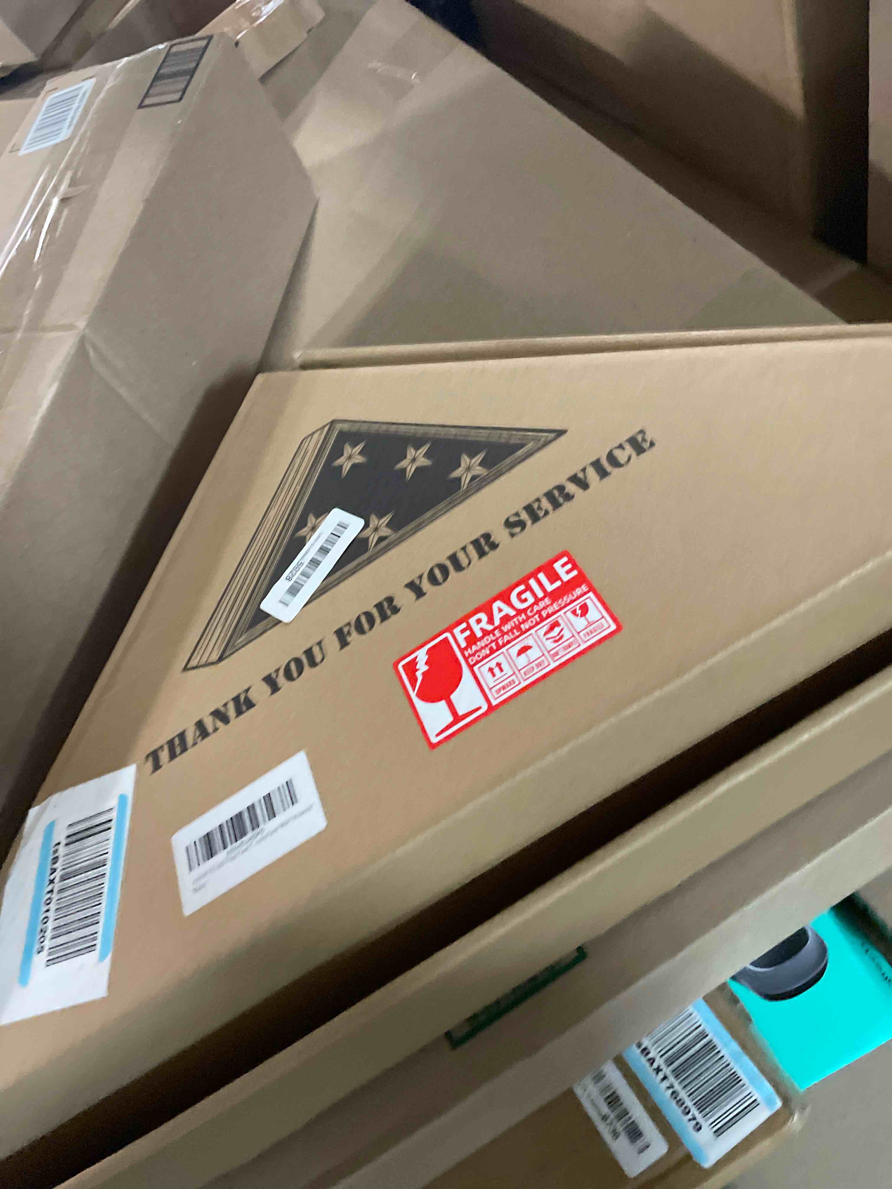 Condition photo showing Good Condition for Flag Case for Burial Flag, 5' x 9.5' Funeral Flag Display Case Brown Wood Memorial Flag Shadow Box for Military Veterans with Glass Covered and Wall Mounted 5x9.5-Brown