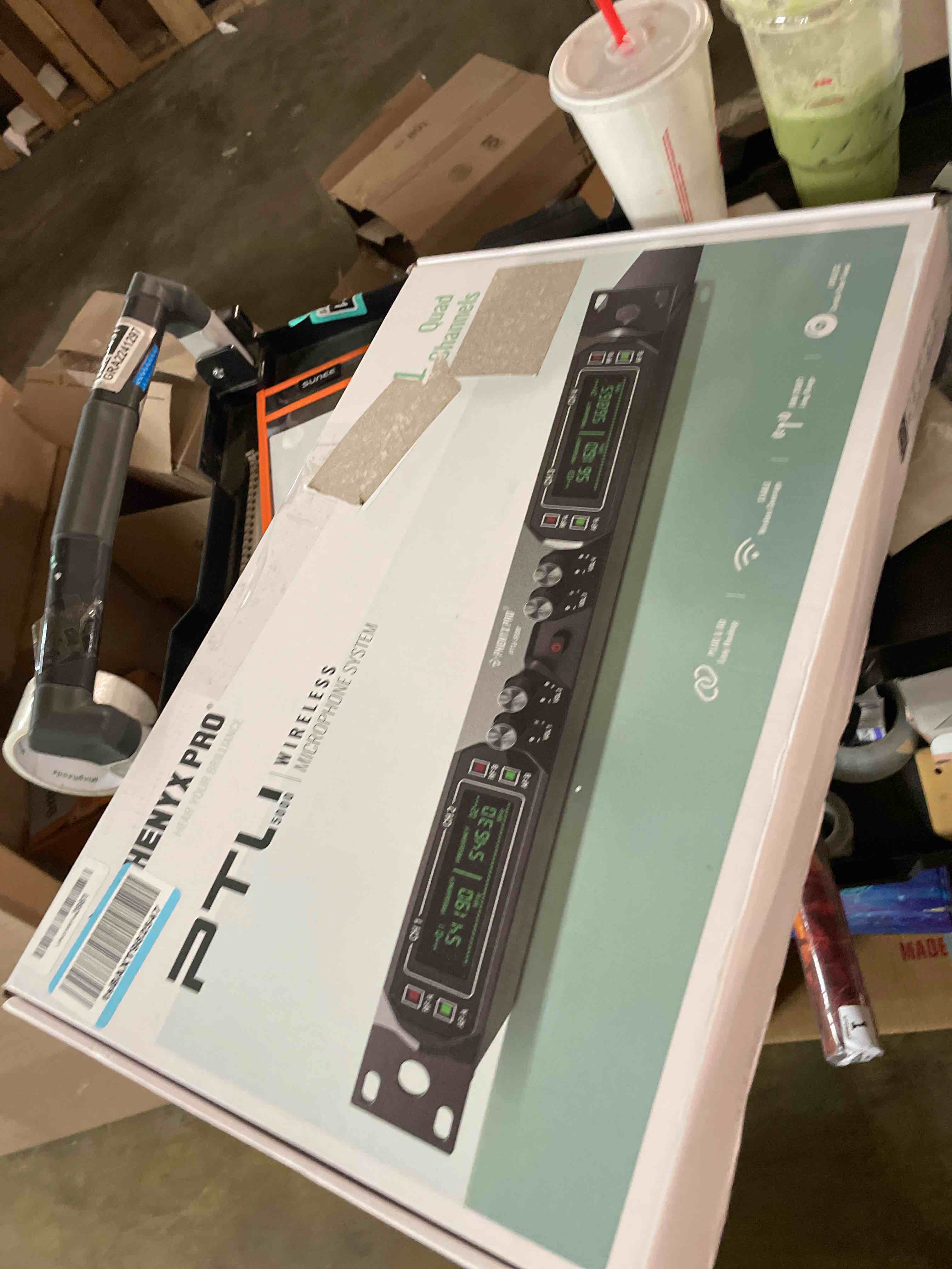 Condition photo showing Good Condition for Phenyx Pro Wireless Microphone System, 4-Channel UHF Wireless Mic, Fixed Frequency Metal Cordless Mic with 4 Handheld Dynamic Microphones, 260ft Range, Mics for Singing, Church(PTU-5000-4H)