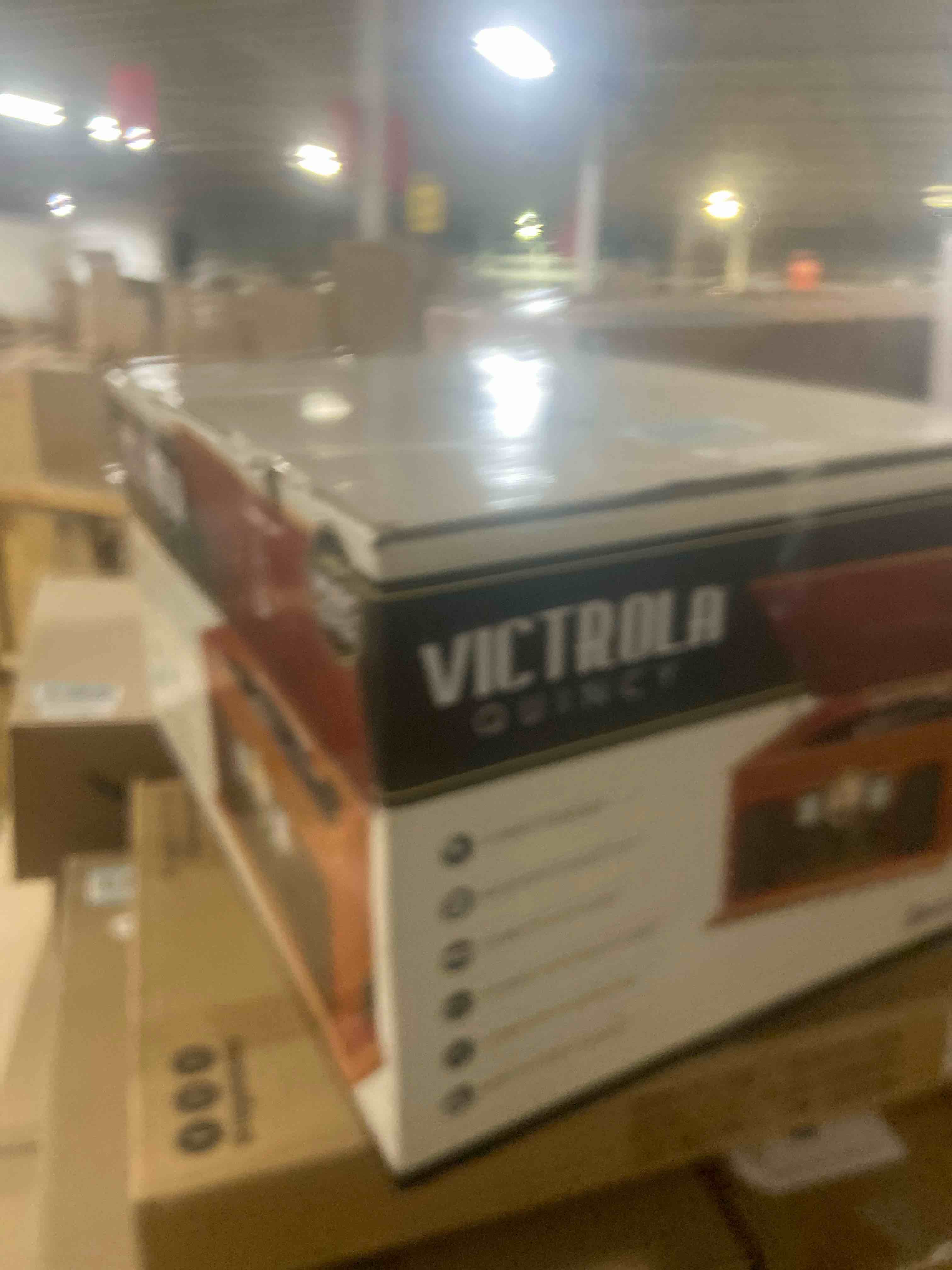 Condition photo showing Good Condition for Victrola The Quincy 6-in-1 Bluetooth Record Player & Multimedia Center with Built-in Speakers – 3-Speed Turntable, CD & Cassette Player, AM/FM Radio, Wireless Music Streaming (Mahogony) Mahogany Record Player