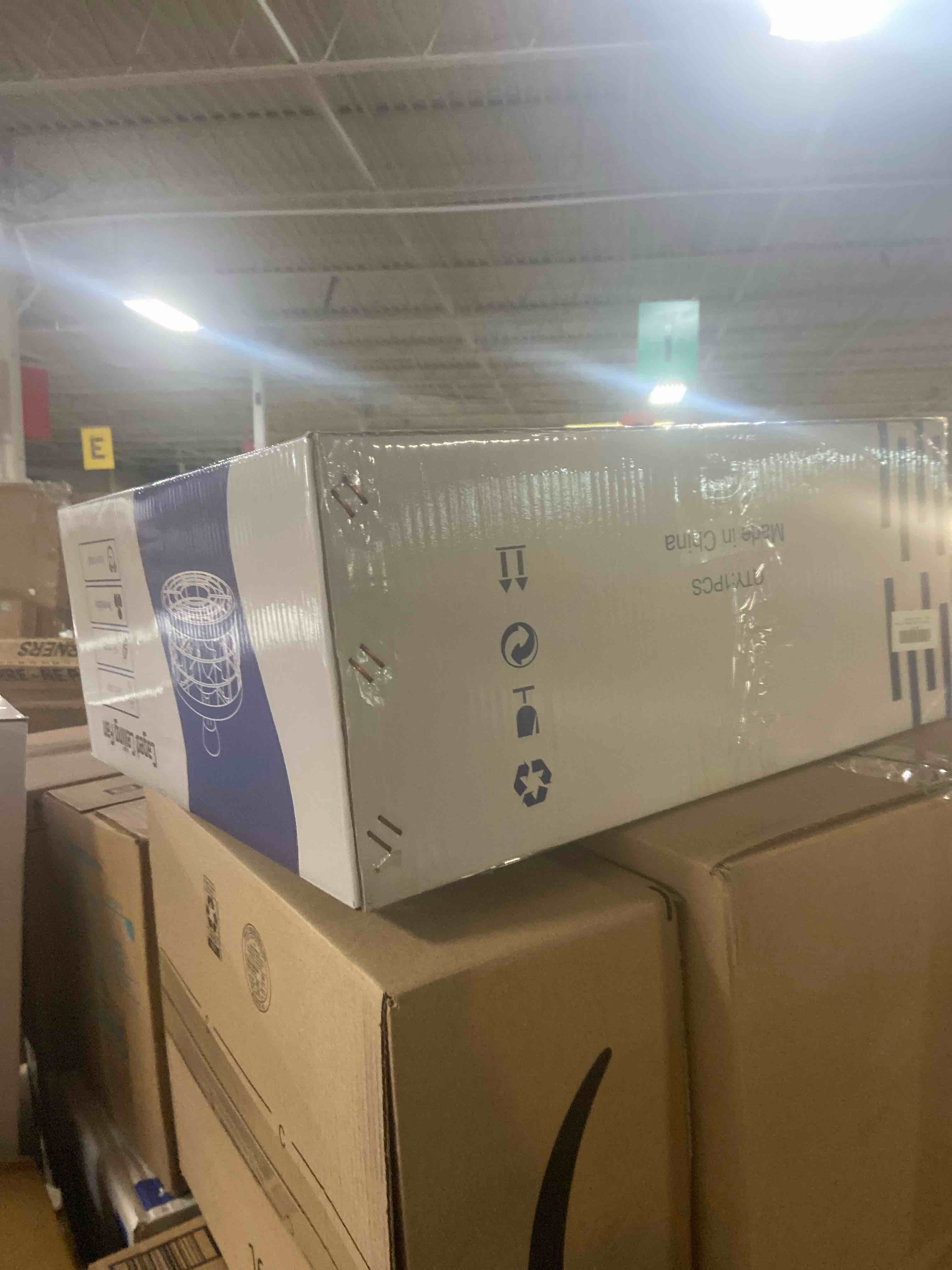 Condition photo showing New/Like New for Ceiling Fans with Lights and Remote - Bulbs Included, Caged Fandelier with Handcrafted Beaded Décor 19 inches Reversible Flush Mount Installation Ceiling Fan, Off-White Off-White 19.2