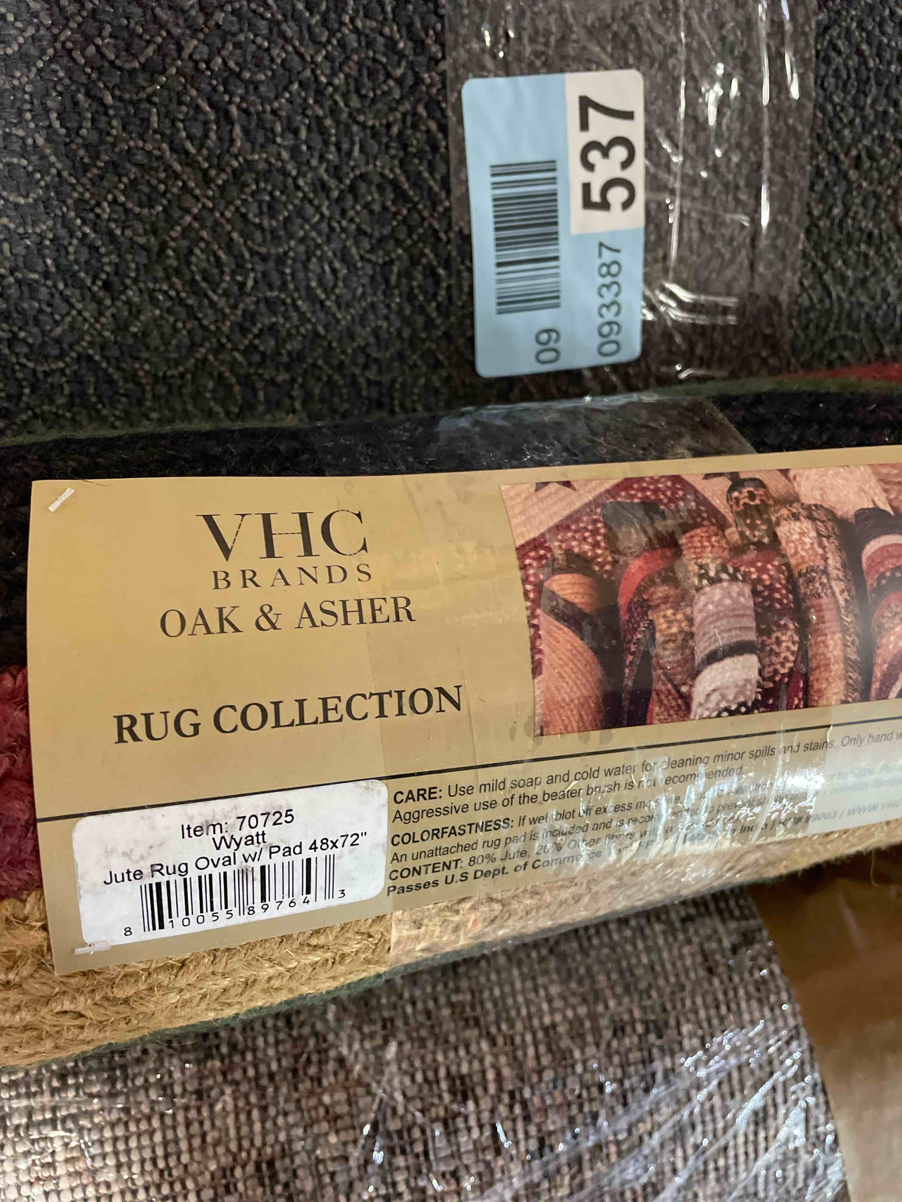 Condition photo showing New/Like New for VHC Brands Wyatt Jute Rug Oval w/Pad 48x72