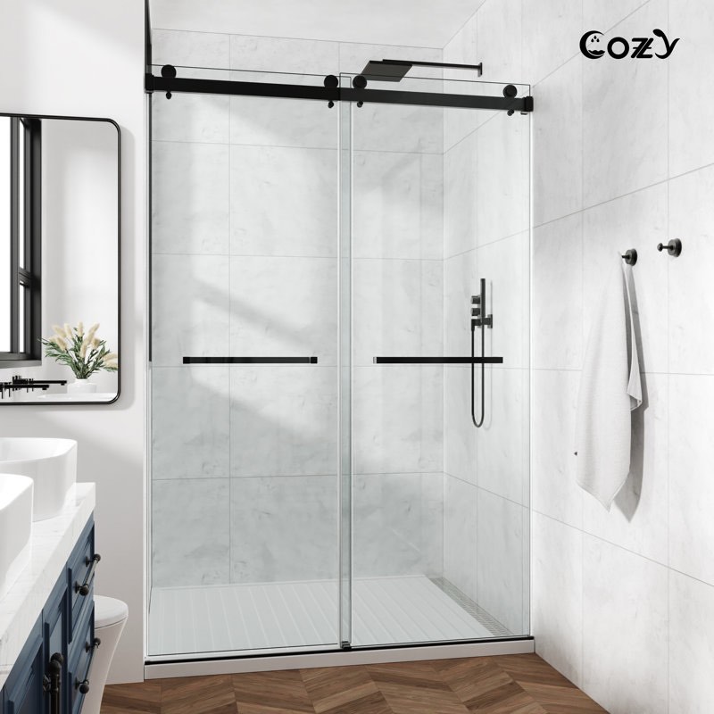 45-49" W X 76" H Frameless Double Sliding Shower Door TP-GD09-BM-4876 (Hardware only)