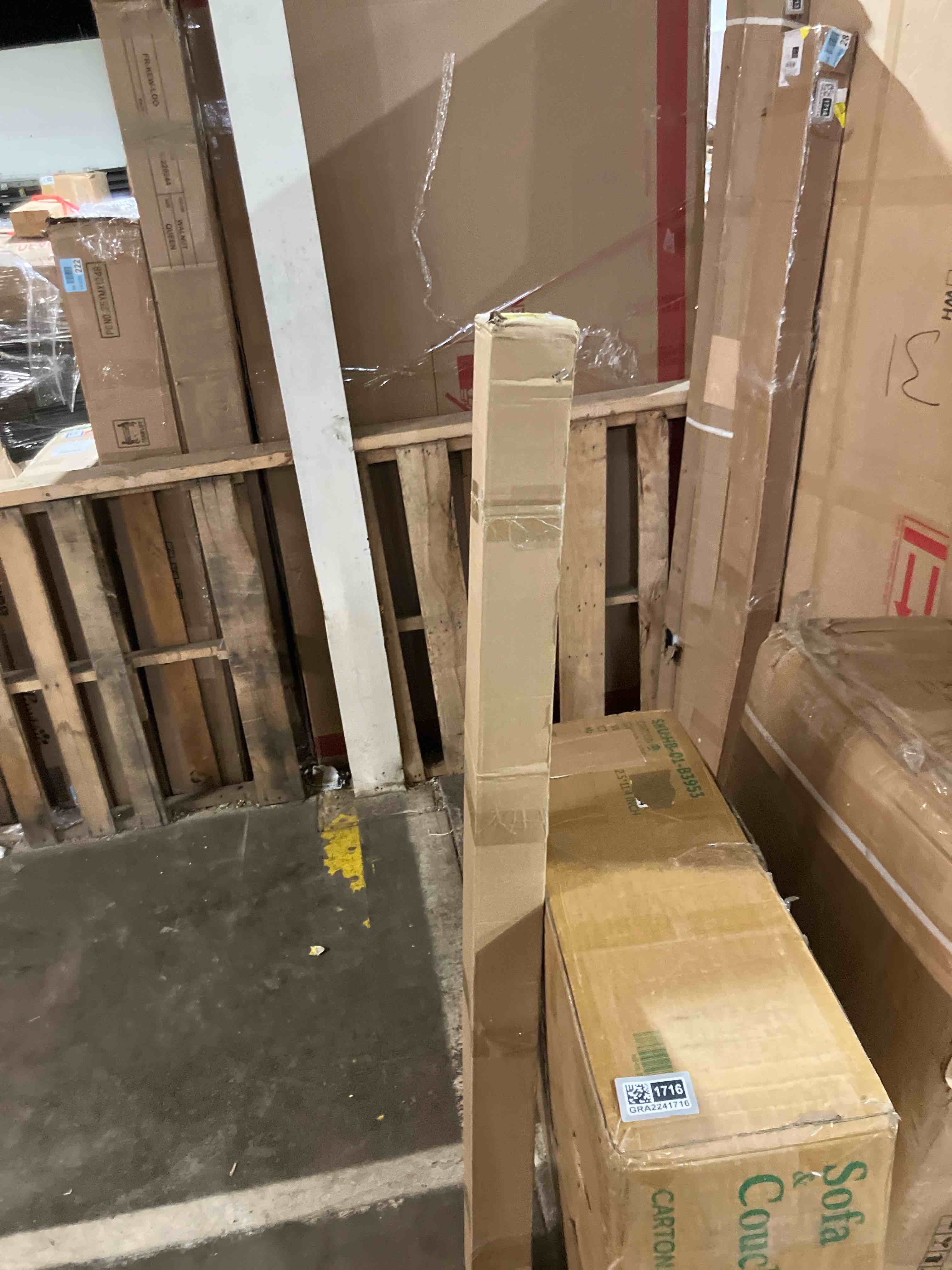 Condition photo showing As Is for Paneled Solid Wood Unfinished Barn Door with Installation Hardware Kit (Hardware only)