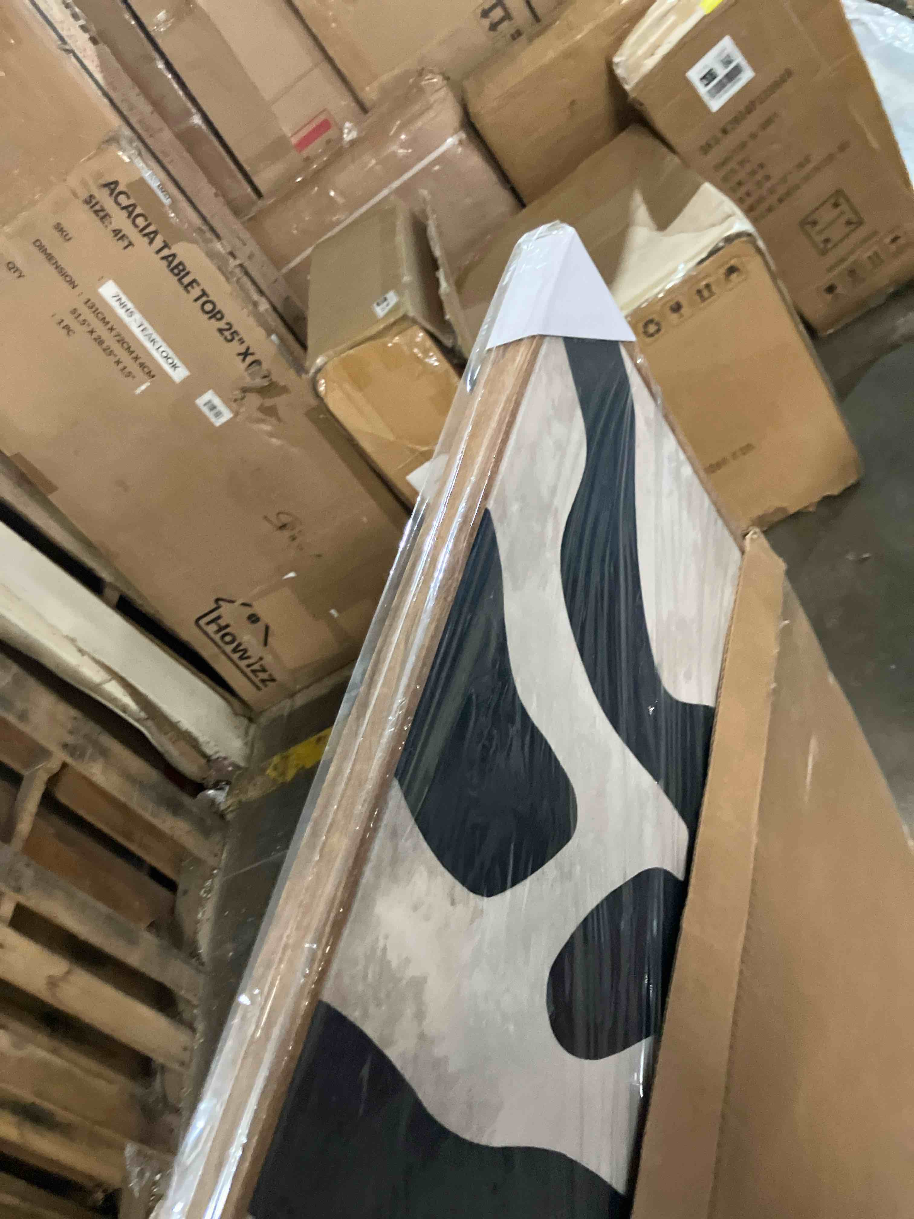 Condition photo showing New/Like New for MUDECOR Extra Large Framed Canvas Print Wall Art Abstract Contours Black and White Illustrations Antique Retro Fine Art Illustrations Decorative Colorful for Bedroom - 60"x30"