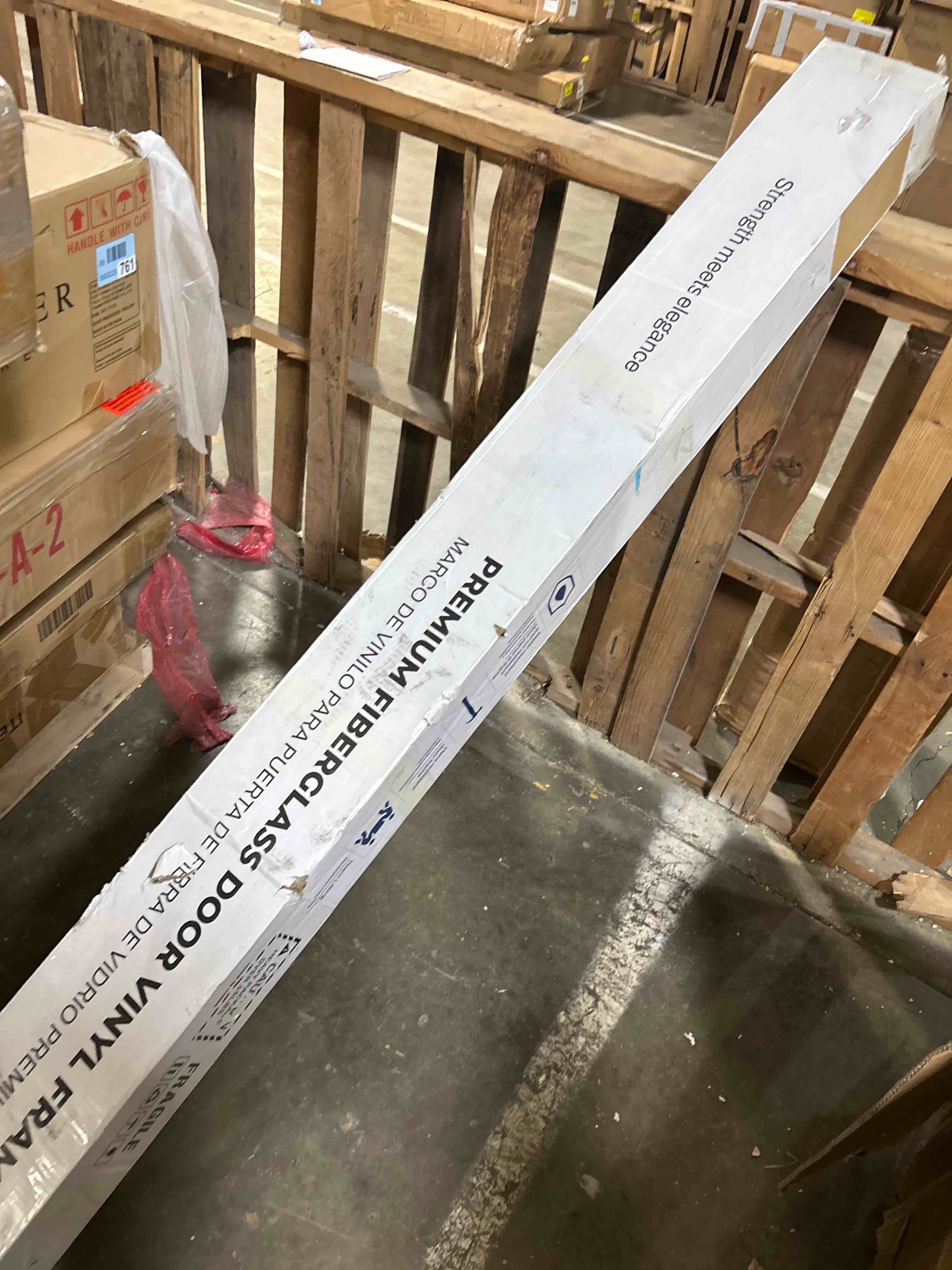 Condition photo showing As Is for Durable Fiberglass Exterior Door With Low-e Glass, Craftsman Style(Frame only )