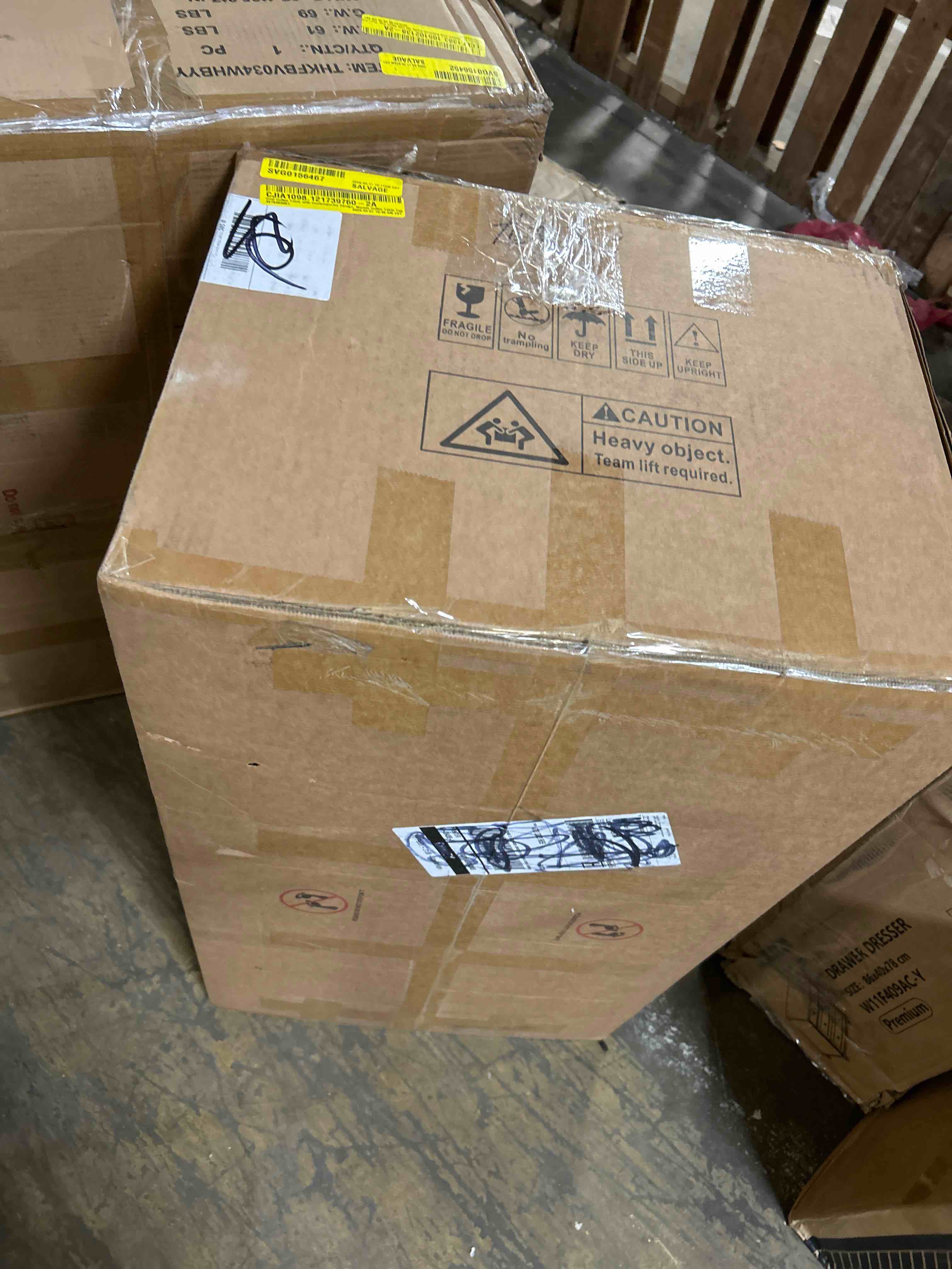 Condition photo showing As Is for Oval Coffee Table with Contemporary Design, Marble Coffee Table Top(Box2A only)