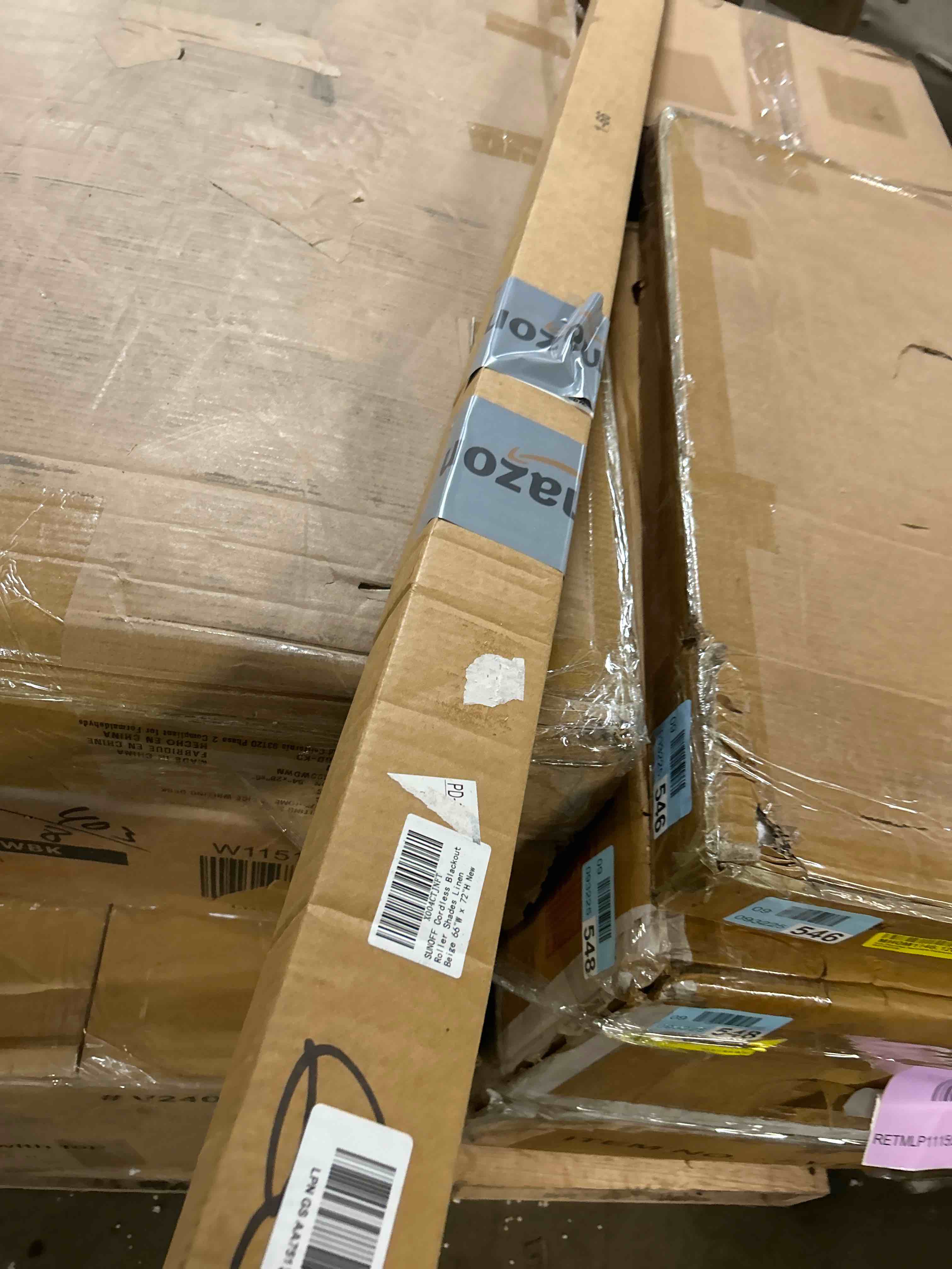 Condition photo showing New/Like New for Cordless Blackout Roller Shades Blinds for Windows Free-Stop,Pull Down Room Darkening with Valance,Thermal Insulated Woven Fabric Window Door Blinds for Home,Office,Beige 66" W x 72" H 66"W x 72"H Beige