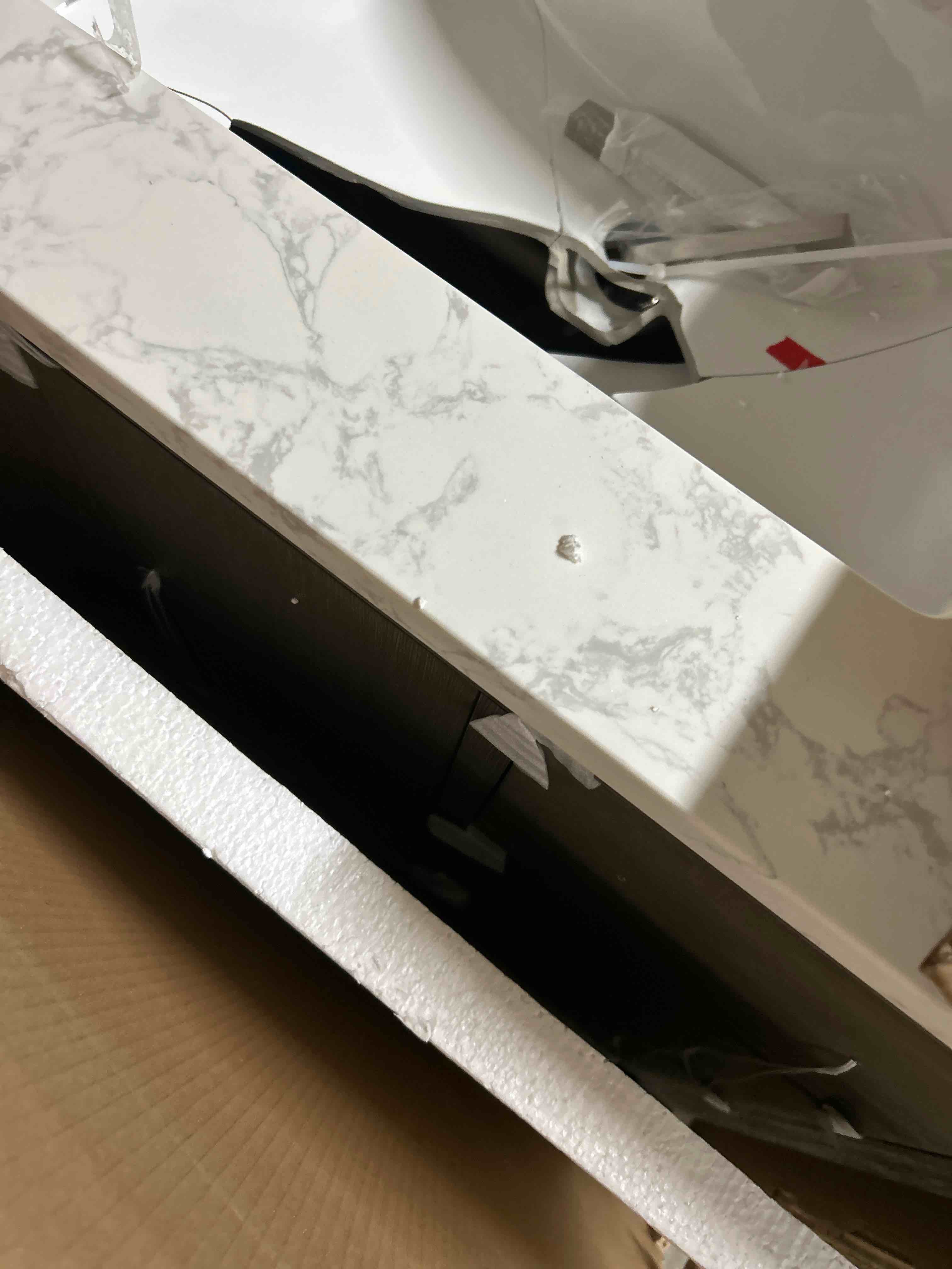 Condition photo showing As Is for 36" Single Bathroom Vanity Set(Sink cracked )