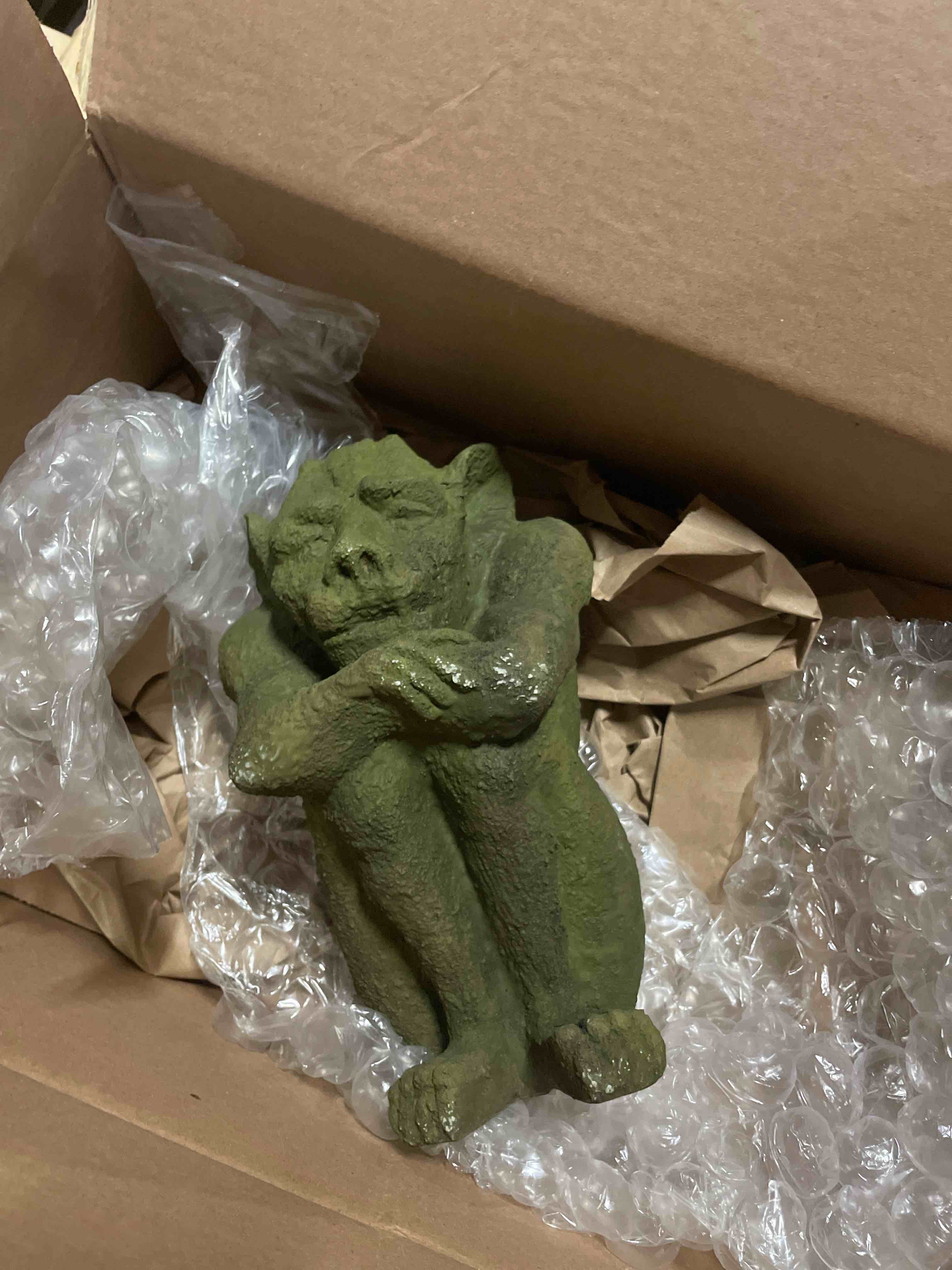 Condition photo showing As Is for igor cement gargoyle concrete gothic european statue french cast stone religious sculpture figurines