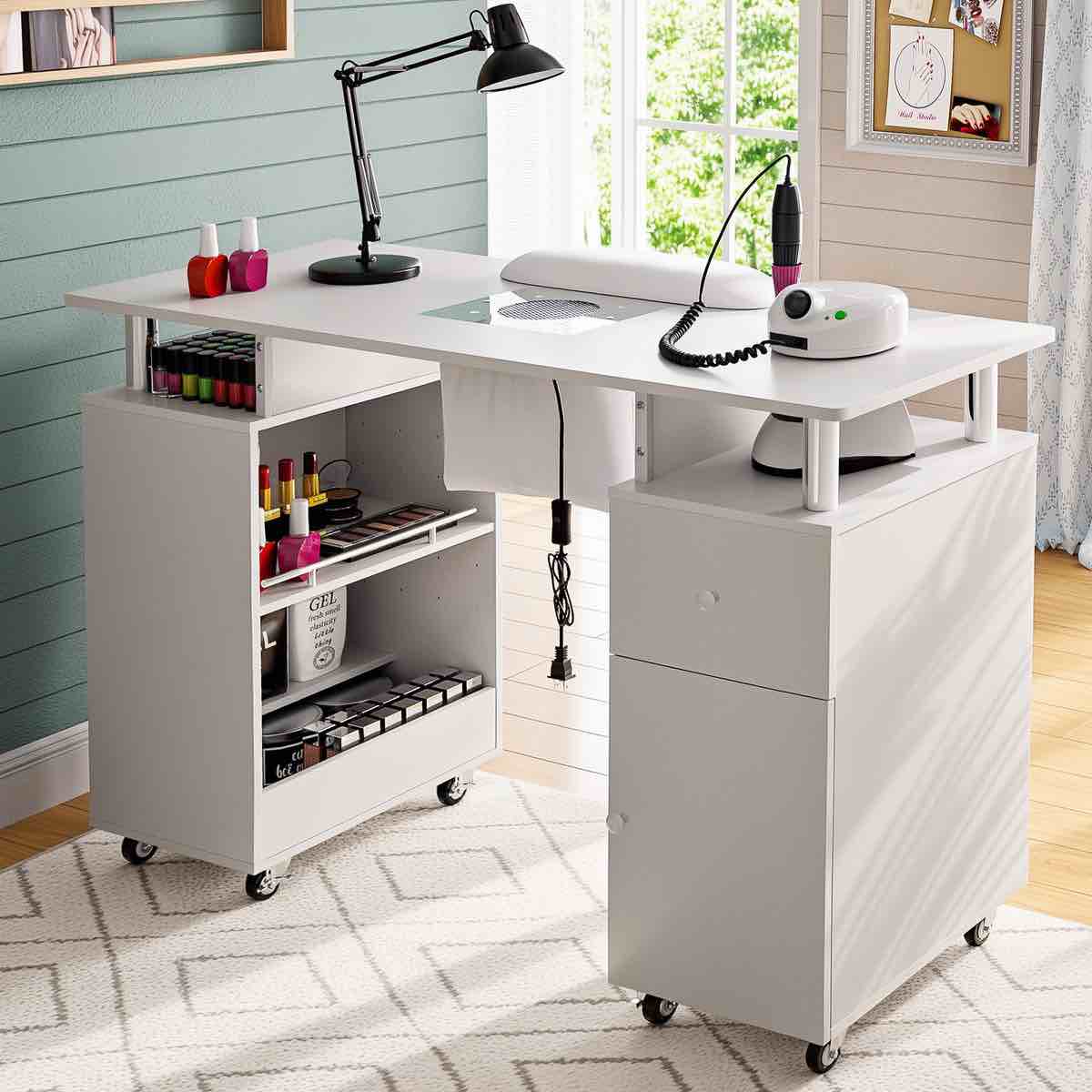 Advwin Nail Table w/ Dust Collector & Wrist Rest
