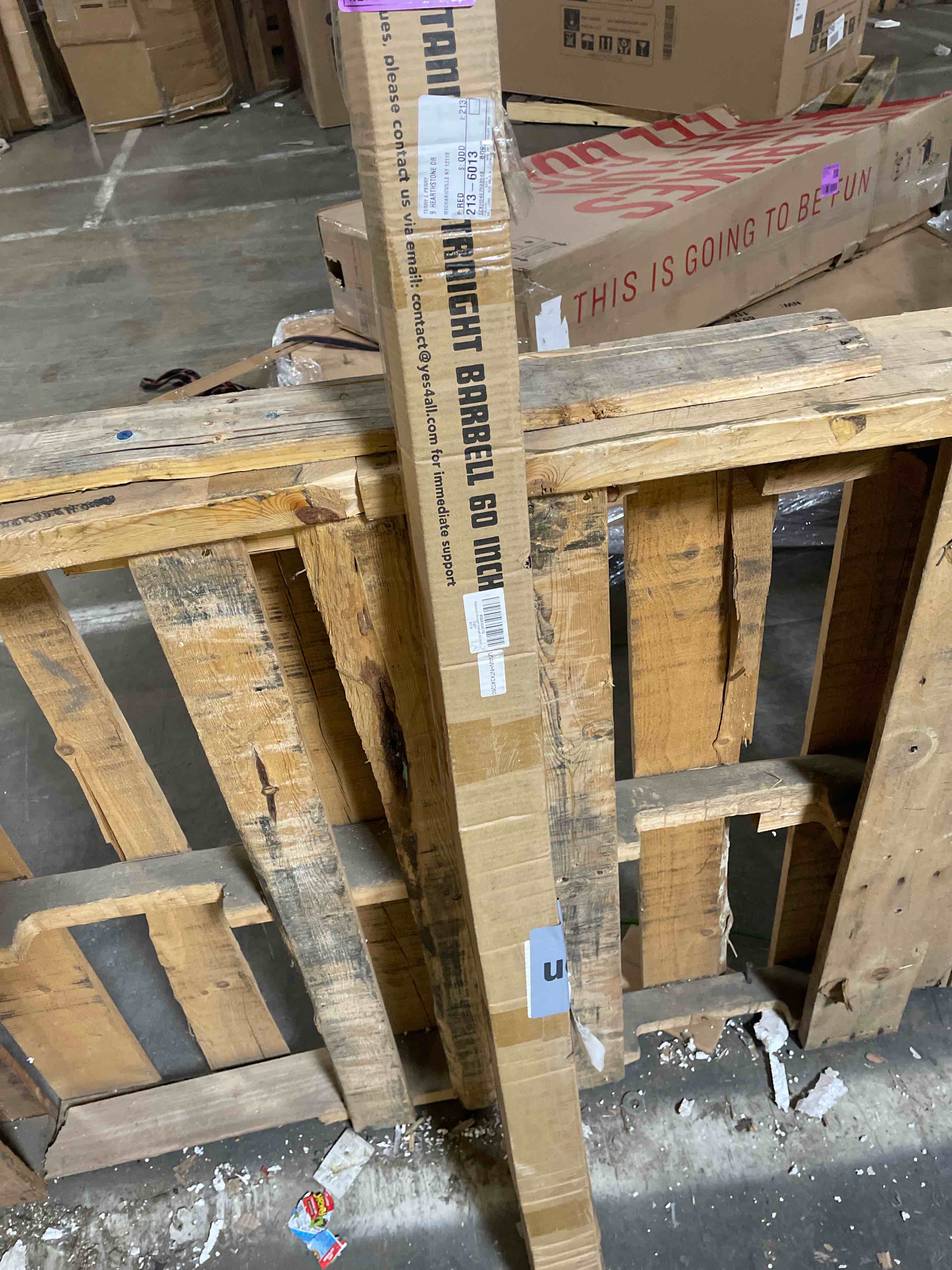 Condition photo showing New/Like New for yes4all 480lb capacity standard straight barbell 60"/5ft, weight bar 1" diameter with star lock collars & rubber ring for deadlifts, squats, powerlifting, and strength training
