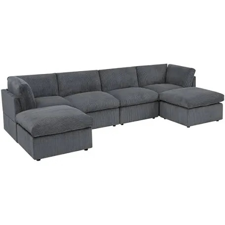 Annai 129" Wide Reversible Modular Corner Sectional with Ottoman (missing pieces) 