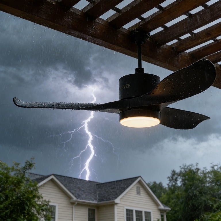 Garvee 42 in Outdoor Ceiling Fan with Light, Waterproof IP44 Ceiling Fan with Remote and APP Control, 6 Speed ABS Blade Fan with Dimmable LED Light and 3 Color Temperatures for Patio Porch Bedroom
