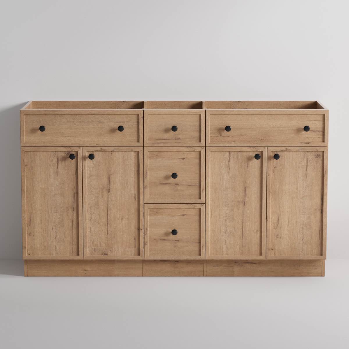 60 inch freestanding double sink bathroom vanity cabinet base only, without sink top, assembly required