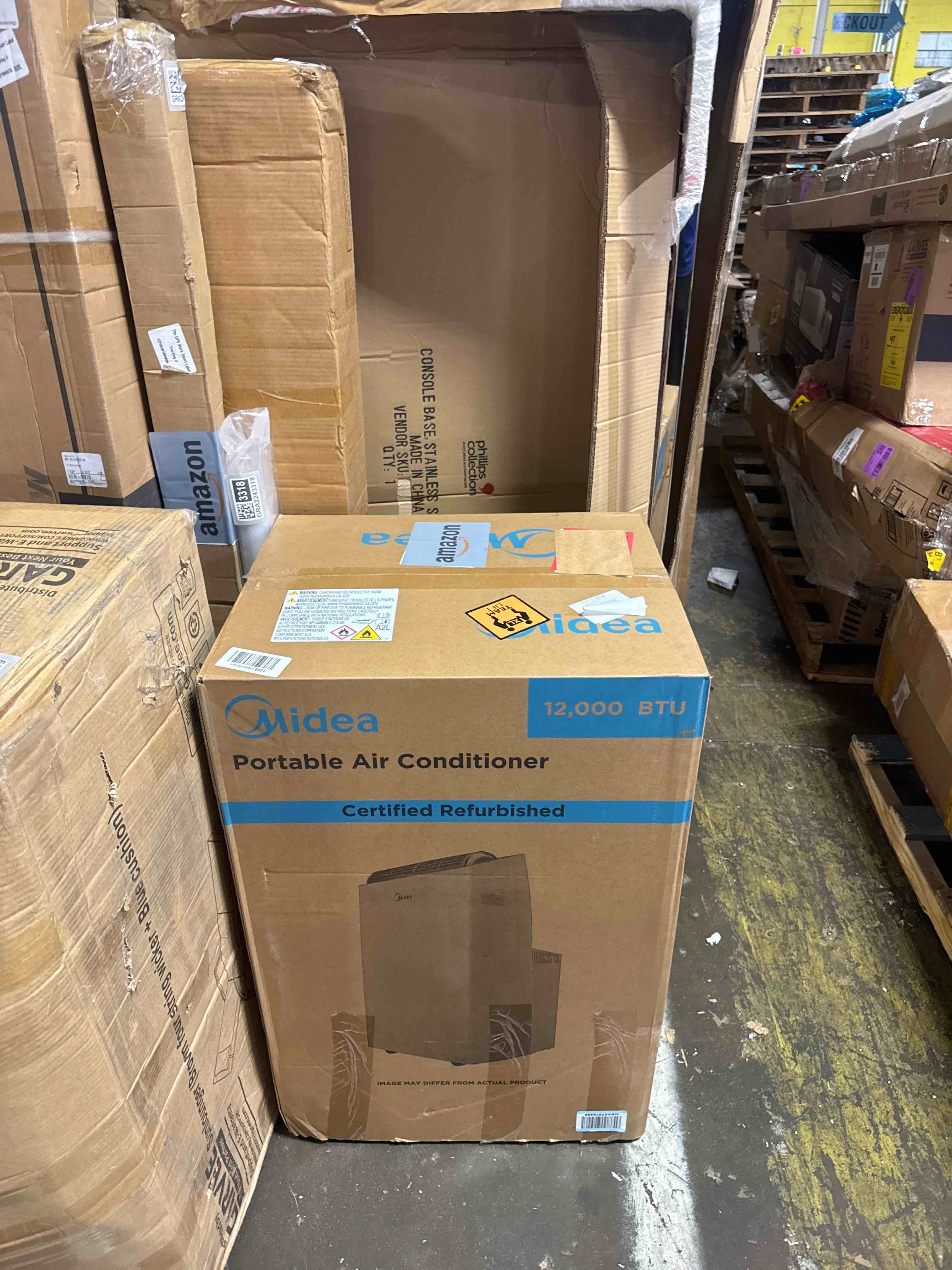 Condition photo showing New/Like New for midea duo 14,000 btu(12,000 btu sacc) high efficiency inverter, quiet portable air conditioner, cools up to 550 sq.ft., works with alexa/google assistant, includes remote control&window kit (renewed) white 1 count (pack of 1)