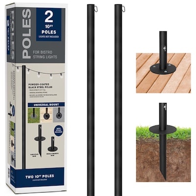 excello global products bistro 10-ft string light poles (2-pack)