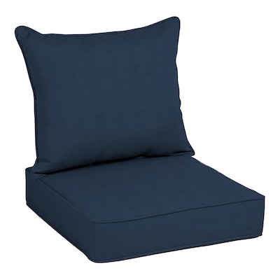 allen + roth with stainmaster 25-in x 25-in 2 -piece navy madera linen deep seat patio chair cushion