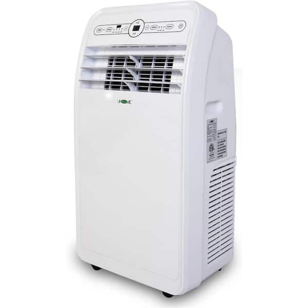 7,800 btu (doe) portable air conditioner cools 400 sq. ft. with heater and dehumidifier with remote in white, 52db